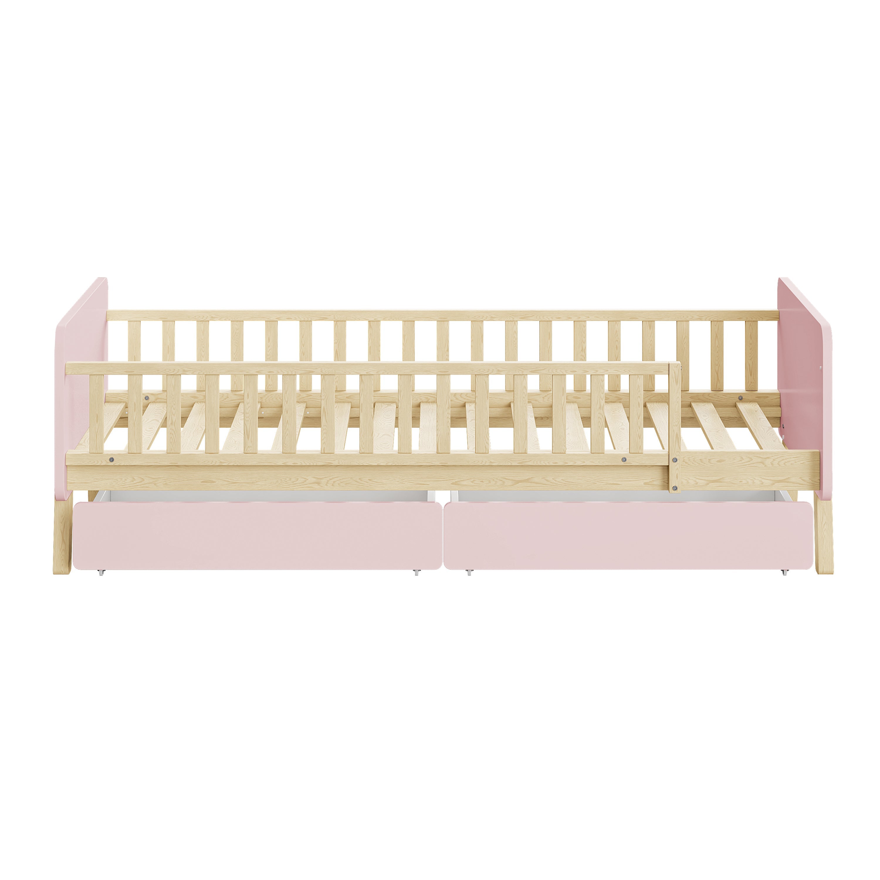 Logidon kinderbed 90x190 roze met 2 lades massief houten lattenbodem