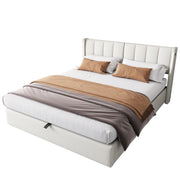 Logidon Binaural LED gestoffeerd bed 140 x 200 cm wit met opbergruimte