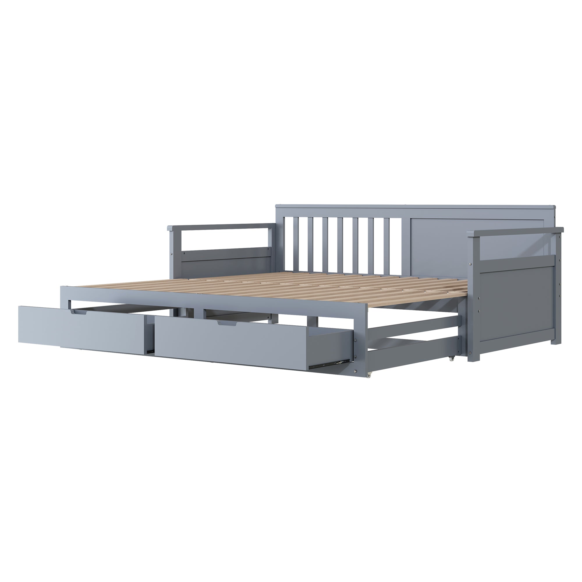 Logidon twee-in-één dagbed 90x190 cm grijs, opbergruimte, uitschuifbaar bed