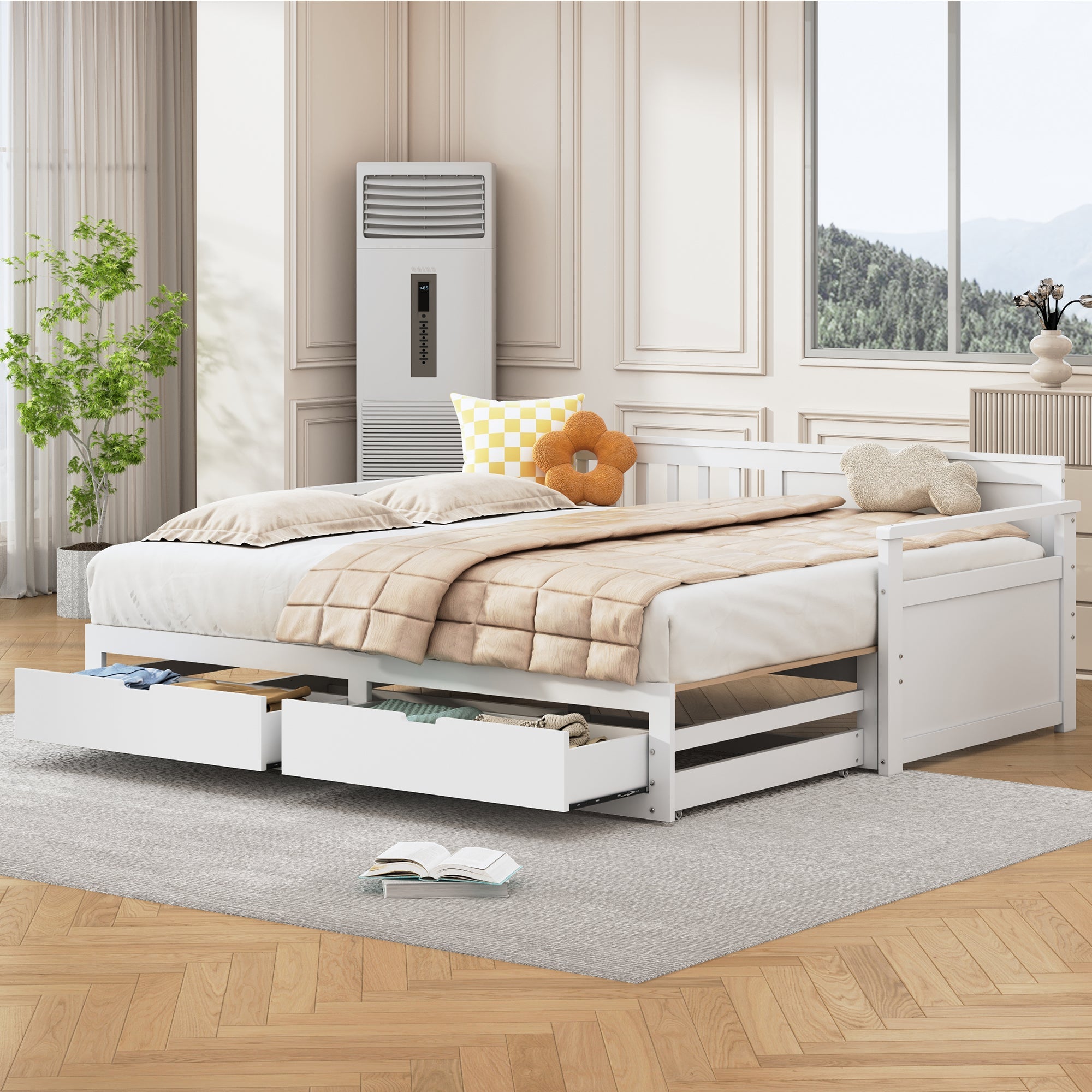 Logidon daybed two in one white 90x190cm with drawers pull-out bed