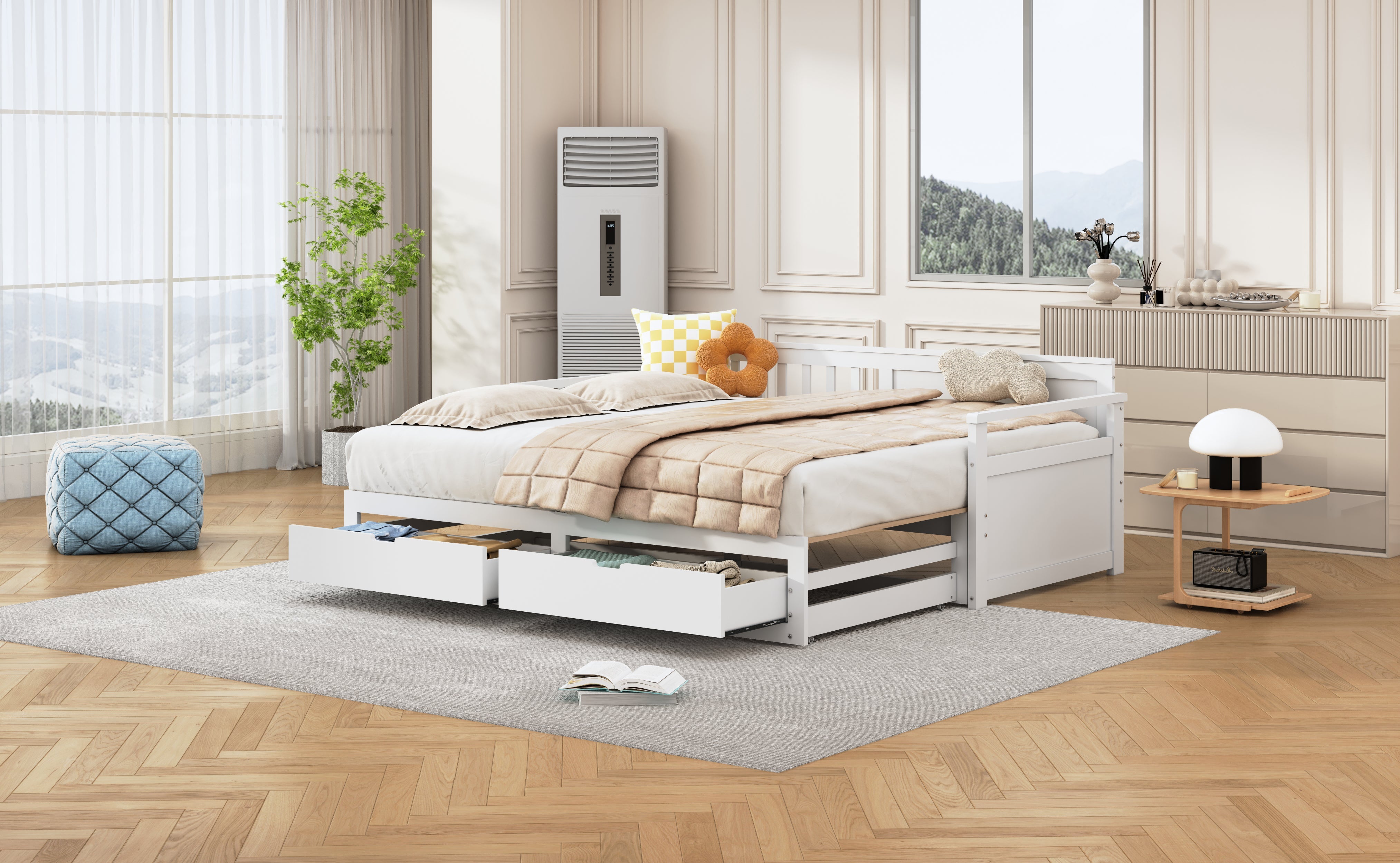 Logidon daybed two in one white 90x190cm with drawers pull-out bed