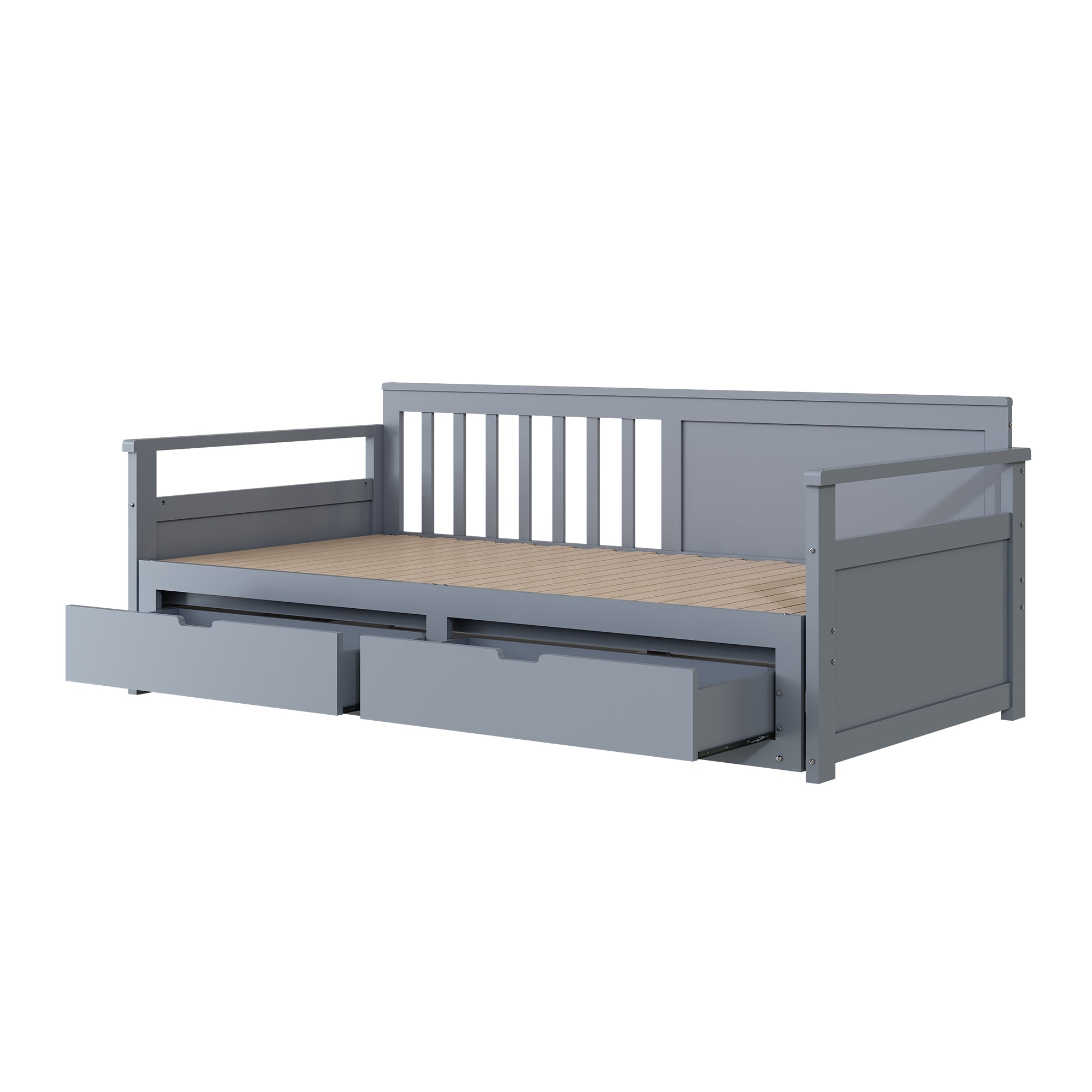 Logidon twee-in-één dagbed 90x190 cm grijs, opbergruimte, uitschuifbaar bed