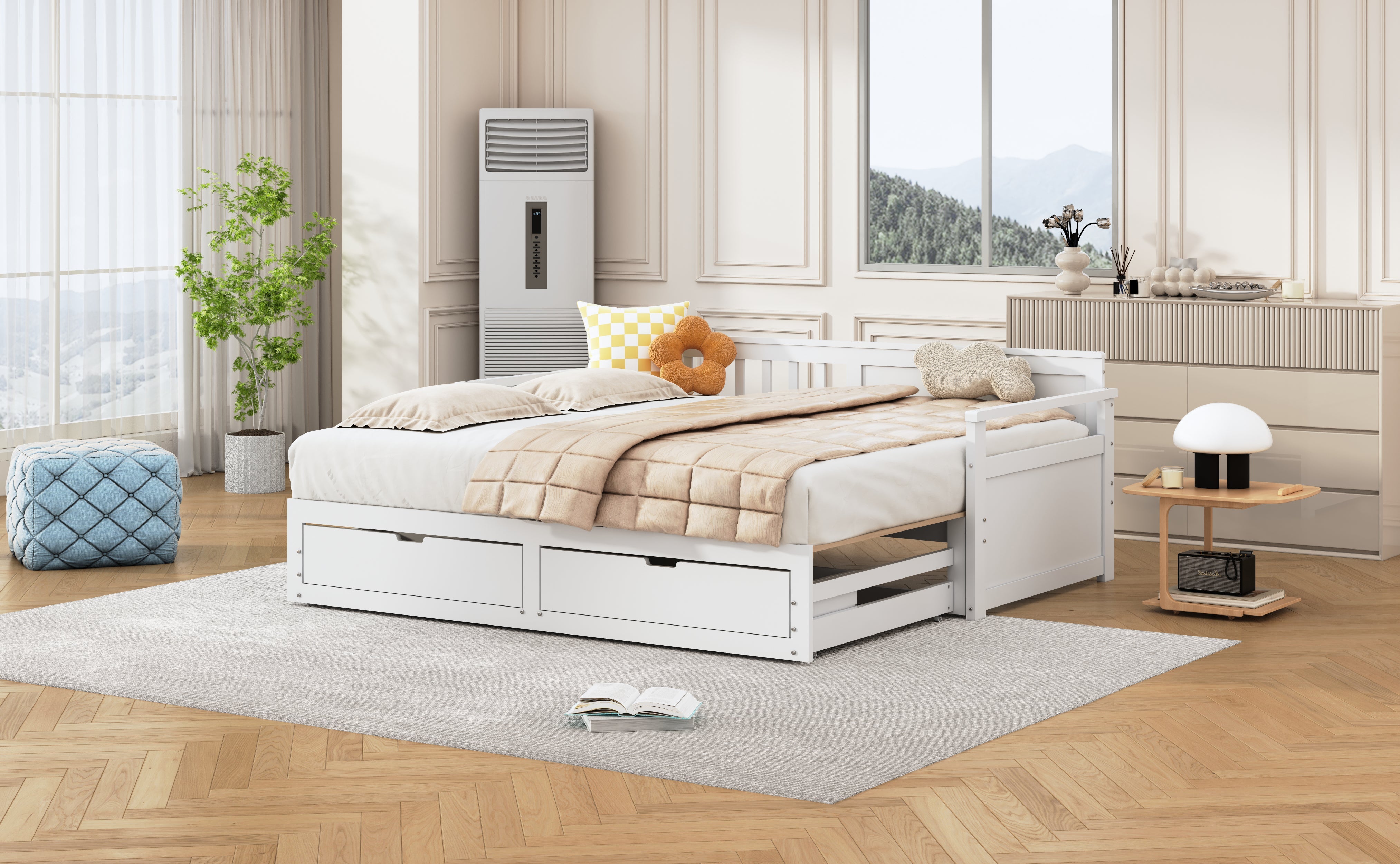 Logidon daybed two in one white 90x190cm with drawers pull-out bed