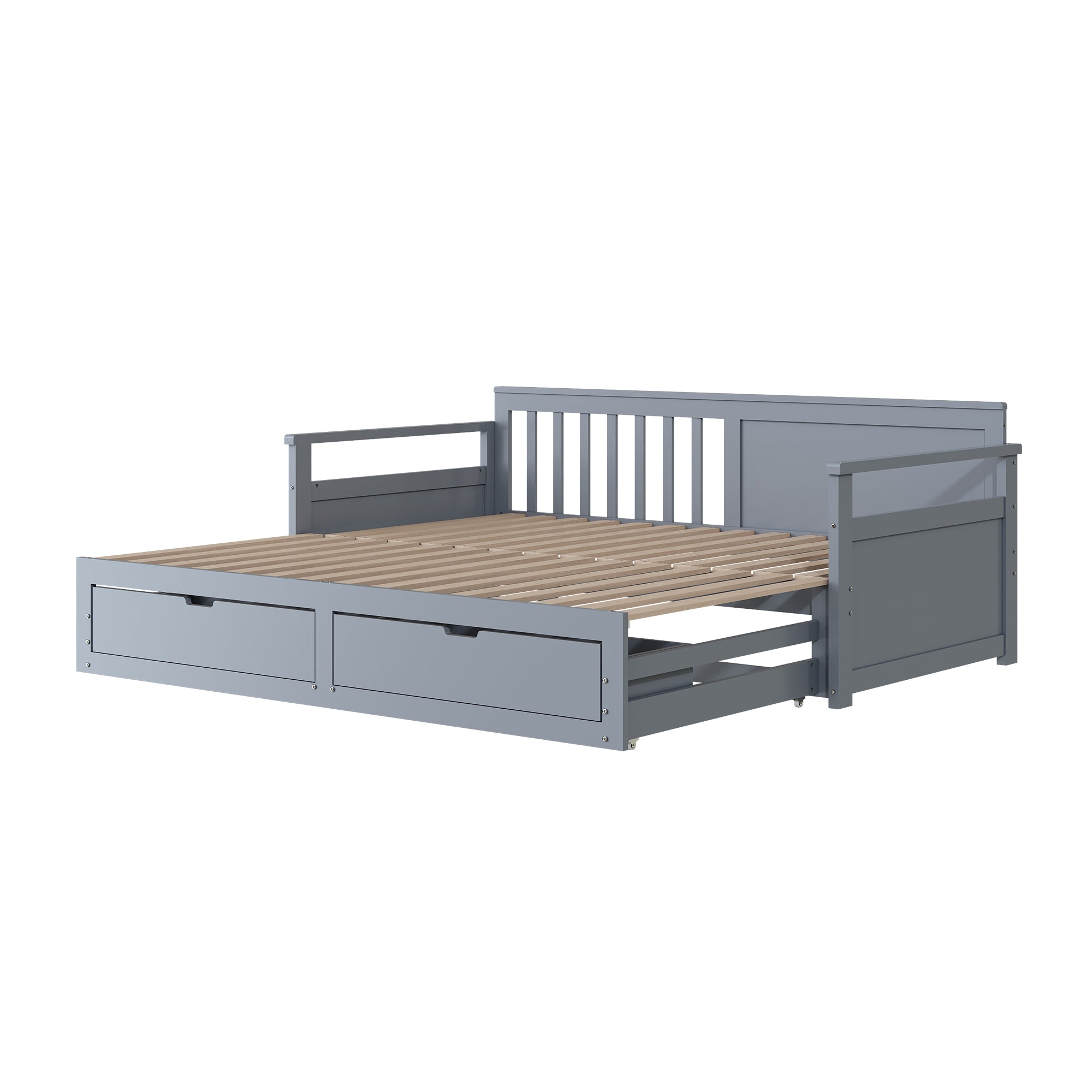 Logidon twee-in-één dagbed 90x190 cm grijs, opbergruimte, uitschuifbaar bed