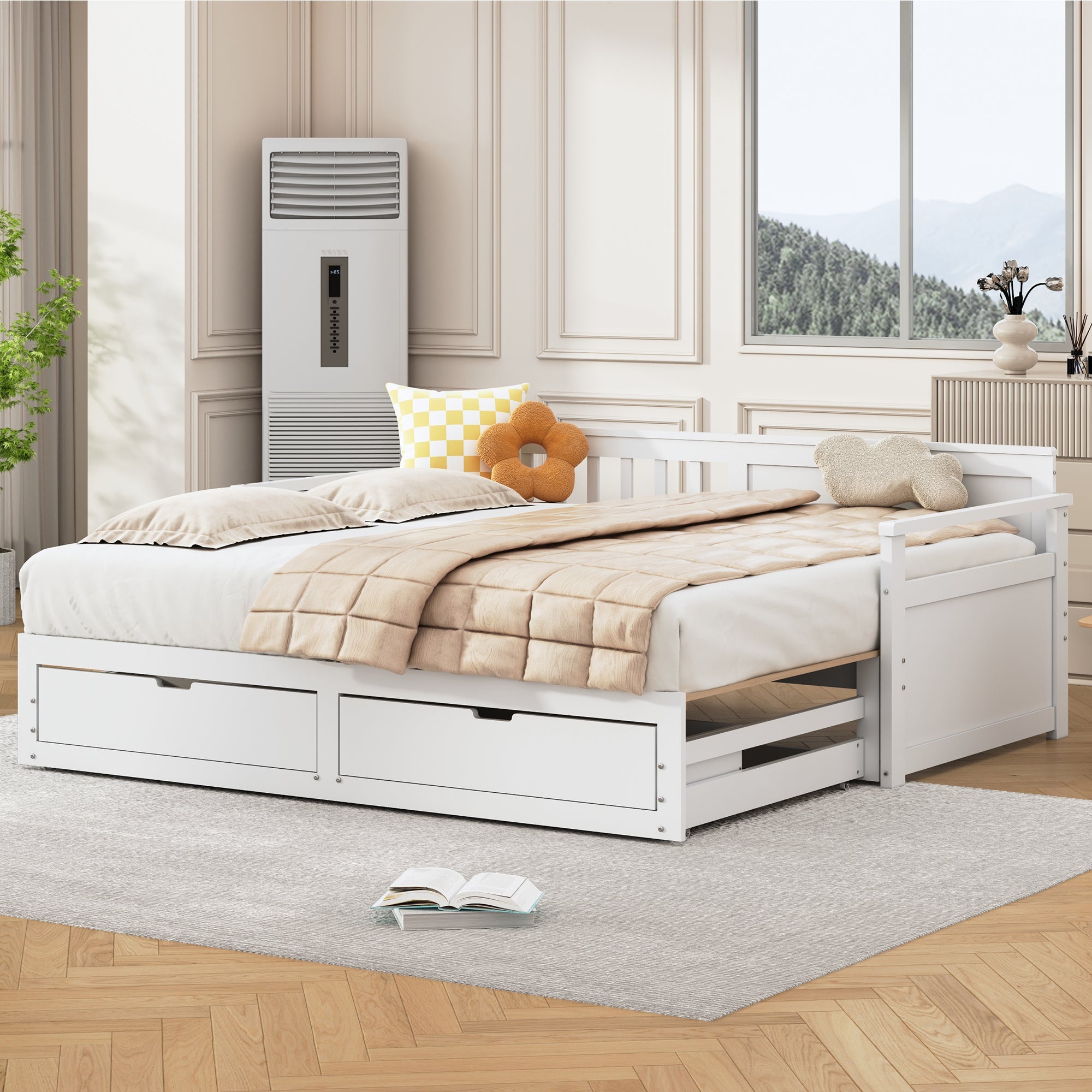 Logidon daybed two in one white 90x190cm with drawers pull-out bed