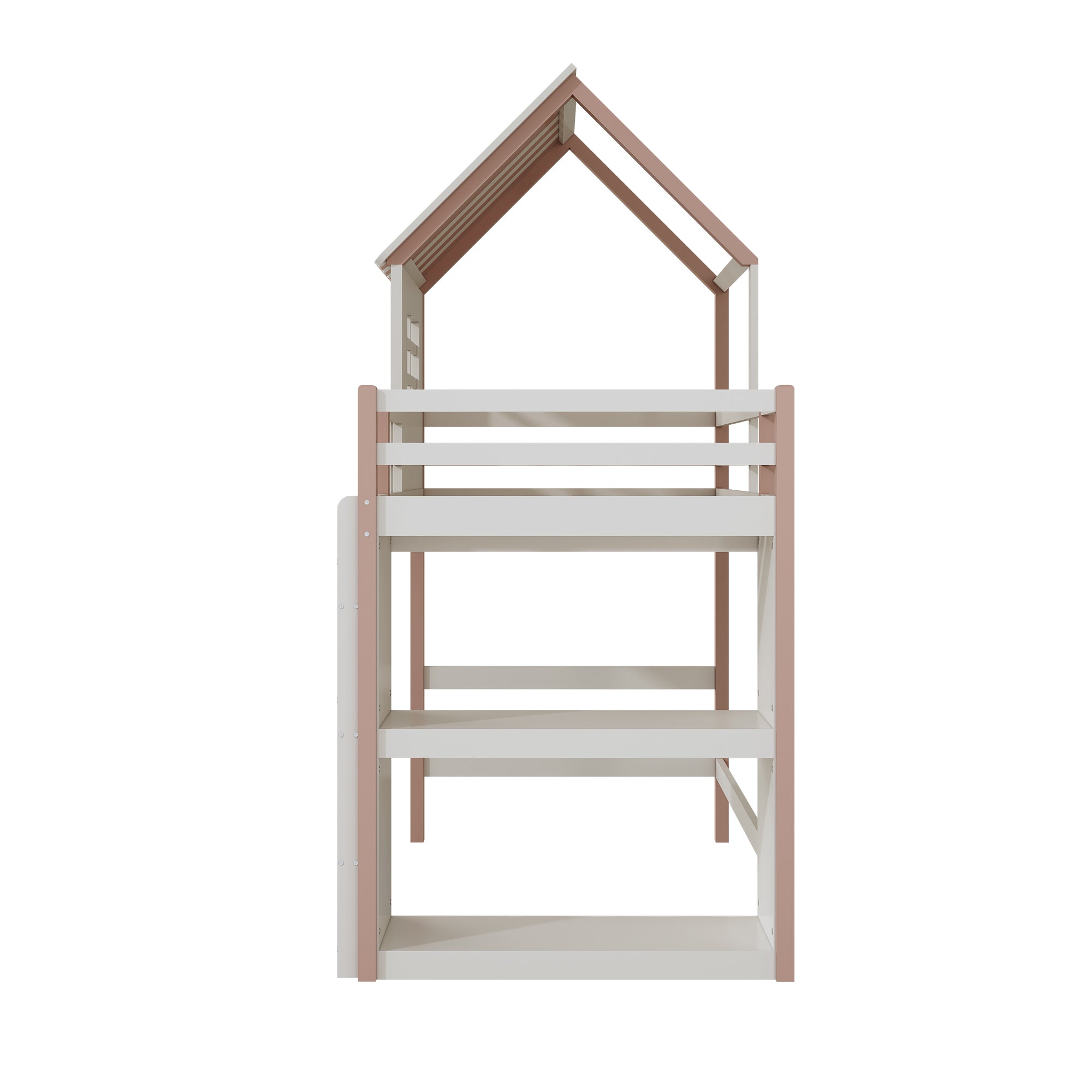 Logidon Kinderbed 90x200 cm Hoog en Laag Roze Huisvorm