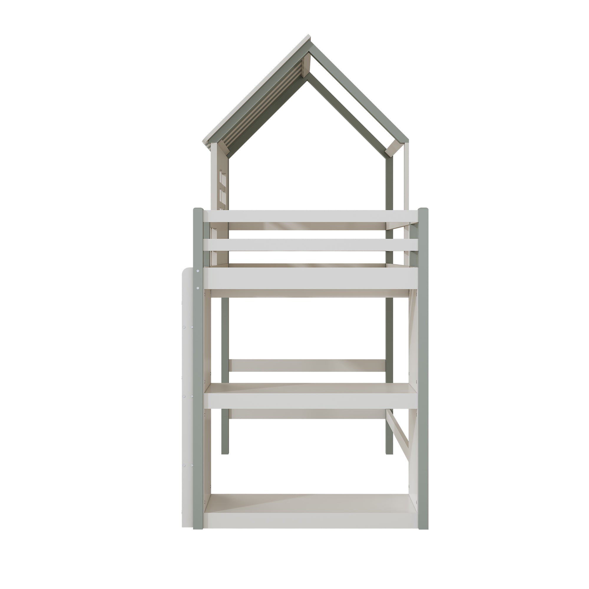 Logidon kinderbed 90x200 cm hoog-laag huisbed met veiligheidsladder groen