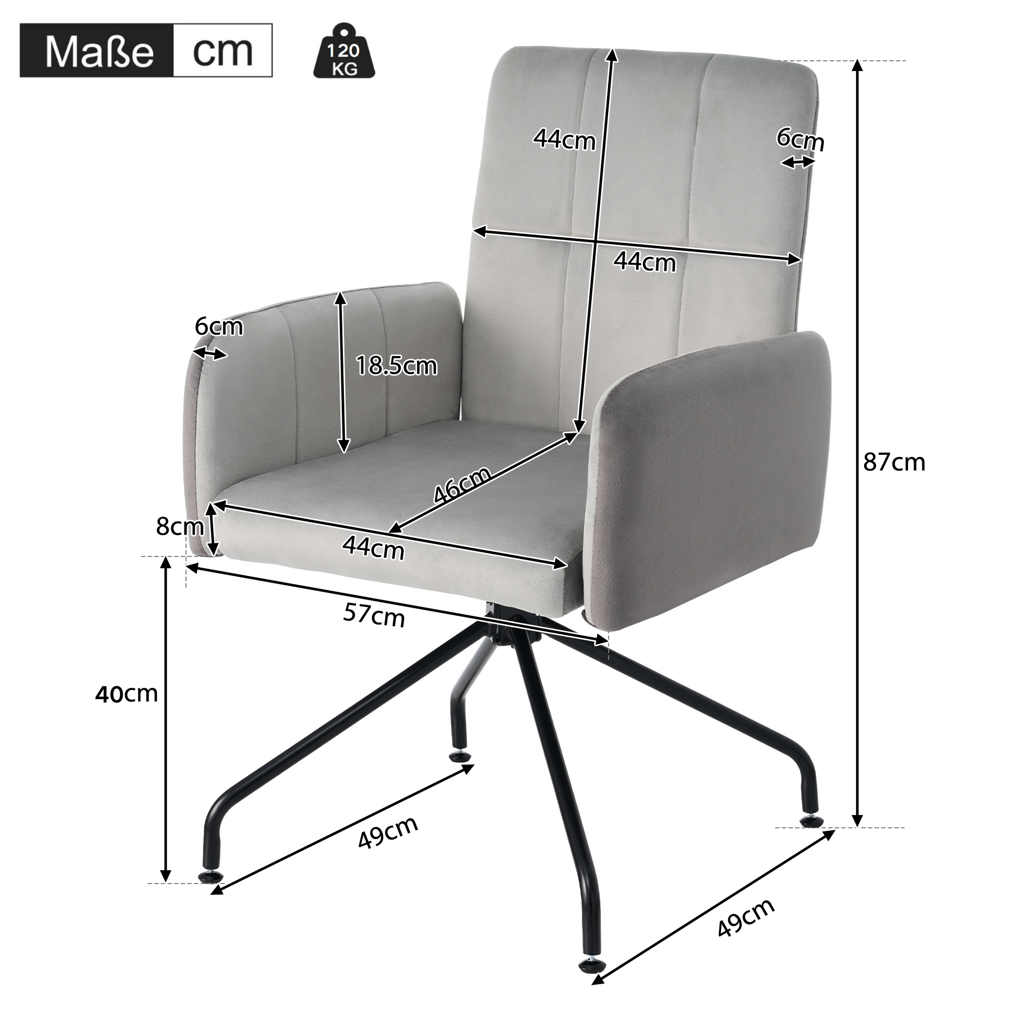 Logidon Dining Room Chairs Made of Velvet Gray Set of 2 Armchairs
