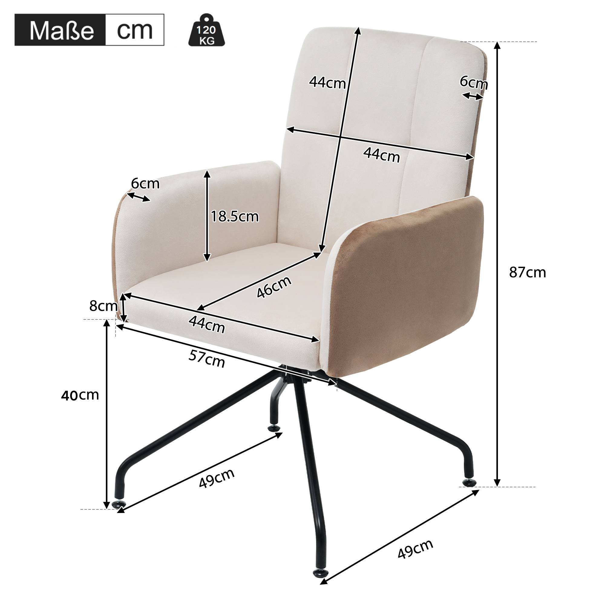 Logidon beige fluwelen eetkamerstoel vierkant frame set van 1