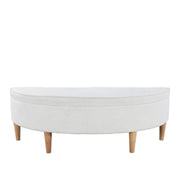 Logidon Half Round Upholstered Bench White With Storage Space And Wooden Legs