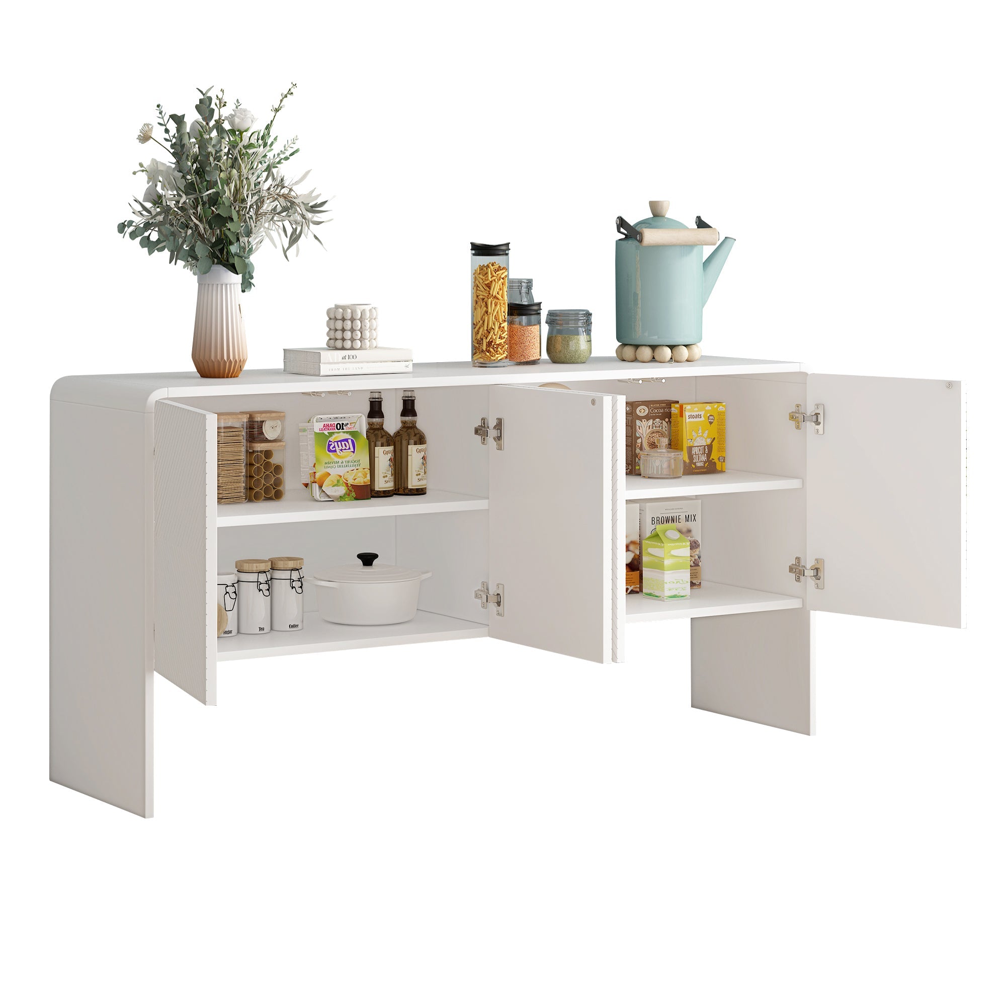 Logidon dressoir wit 152,5 x 40 x 76,5 cm met push-to-open, 4 deuren