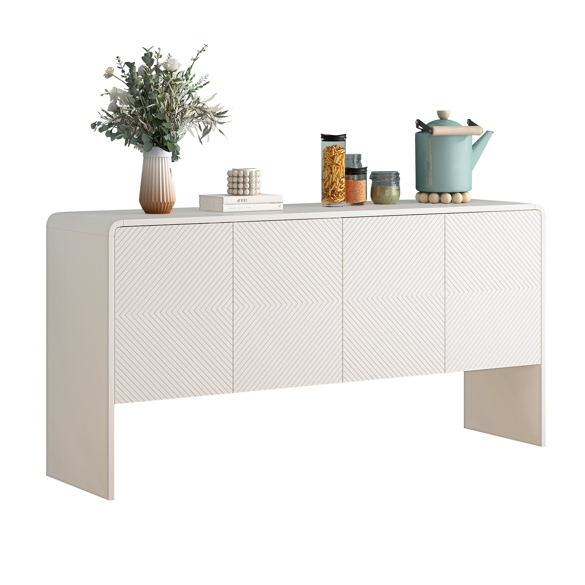 Logidon dressoir wit 152,5 x 40 x 76,5 cm met push-to-open, 4 deuren