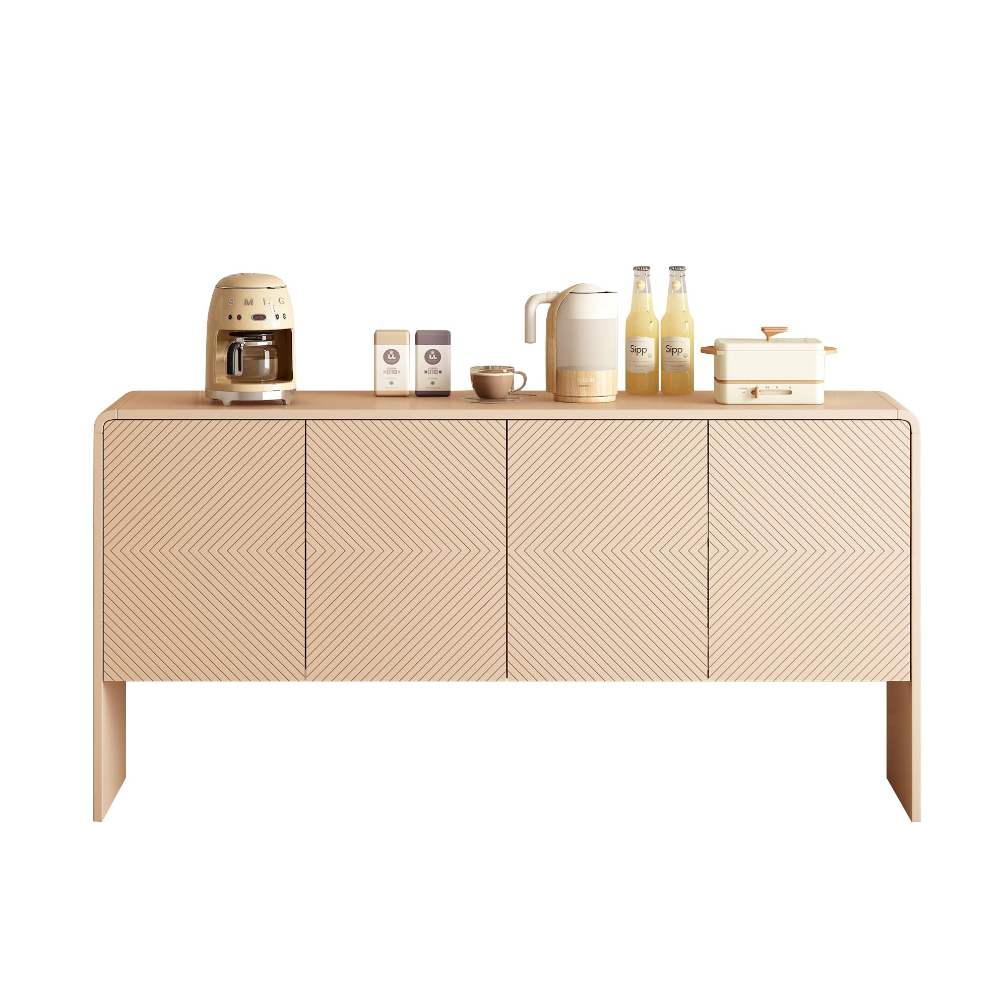 Logidon abrikozencrème dressoir met 4 deuren, push-to-open
