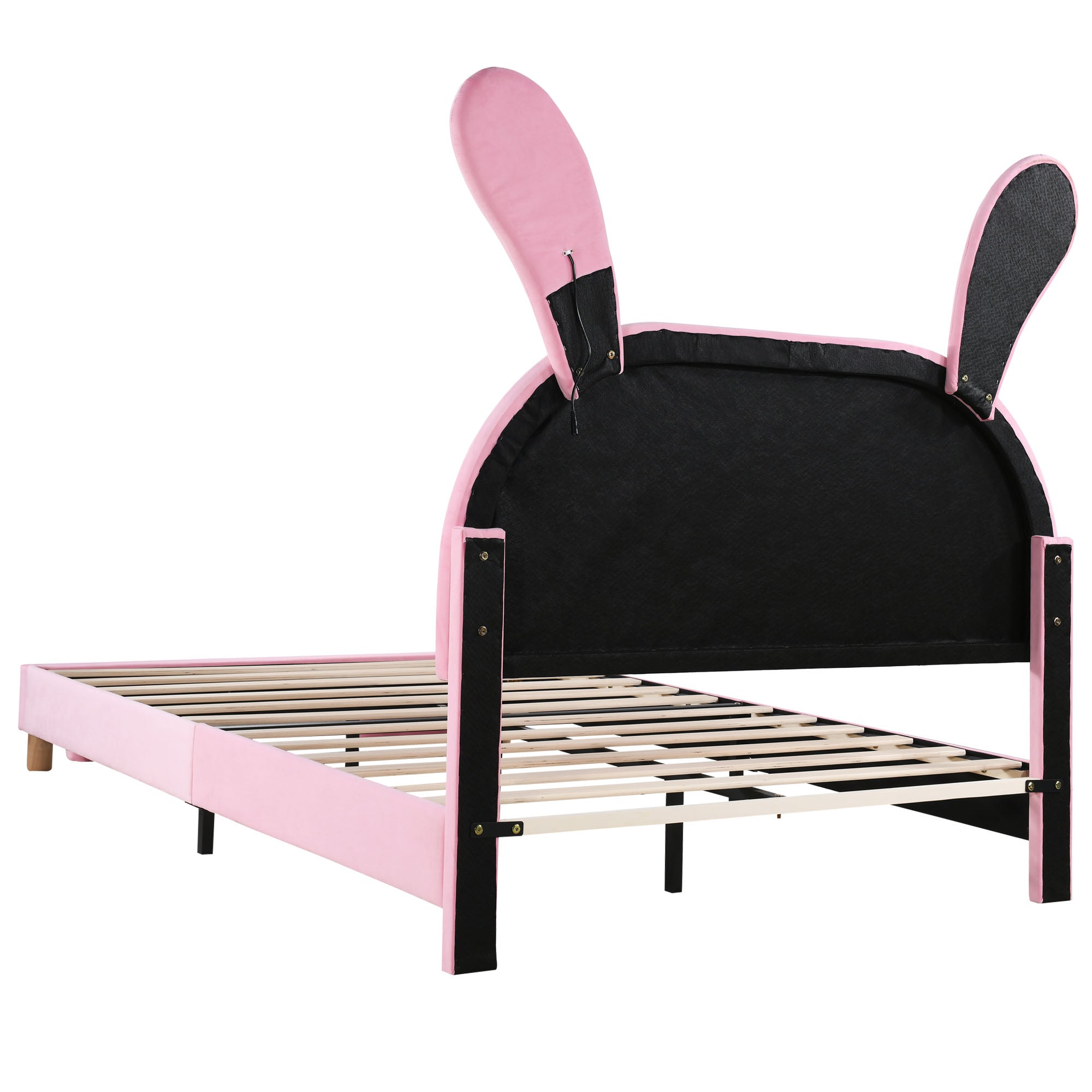 Logidon gestoffeerd bed 140x200 roze fluweel met opbergruimte en LED