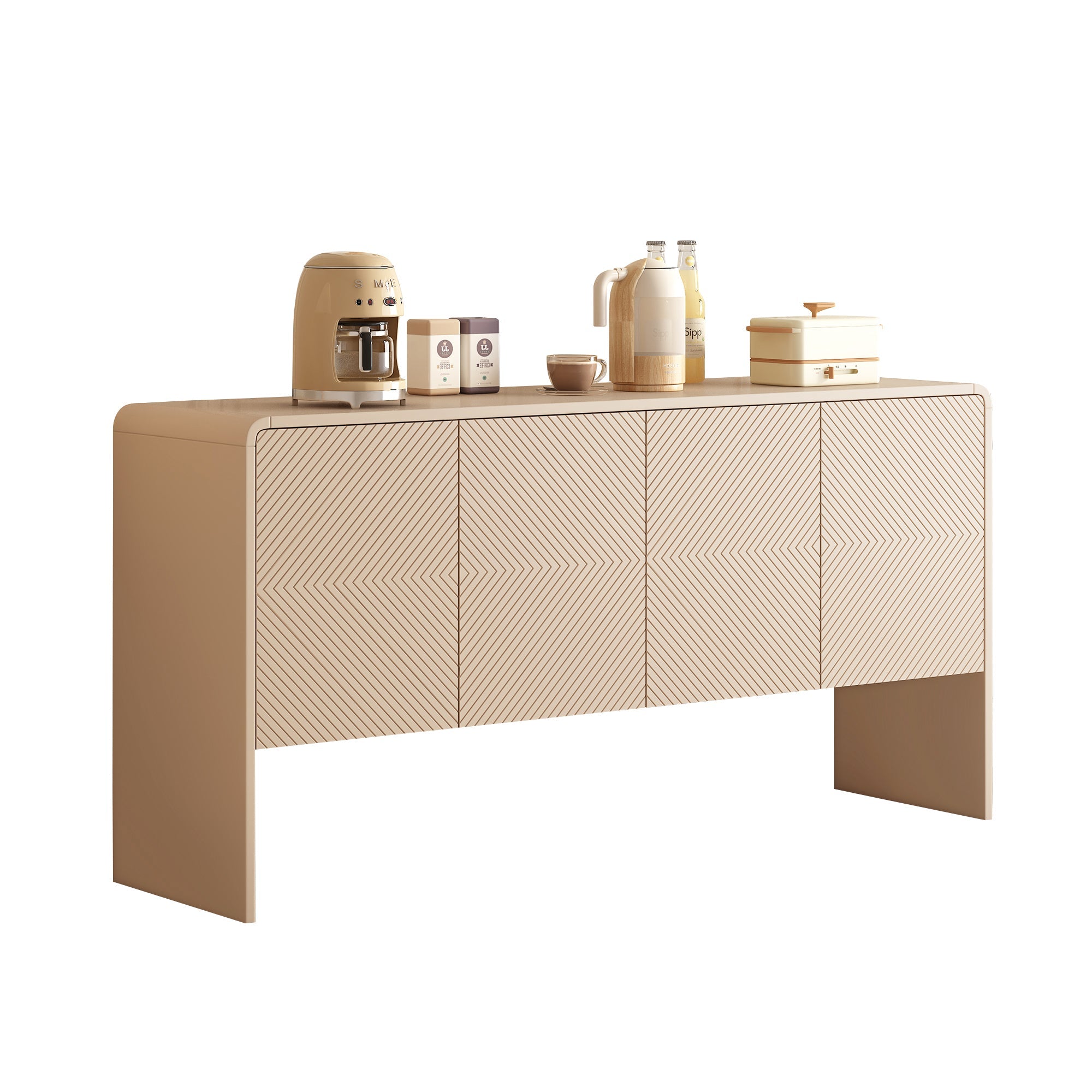 Logidon abrikozencrème dressoir met 4 deuren, push-to-open