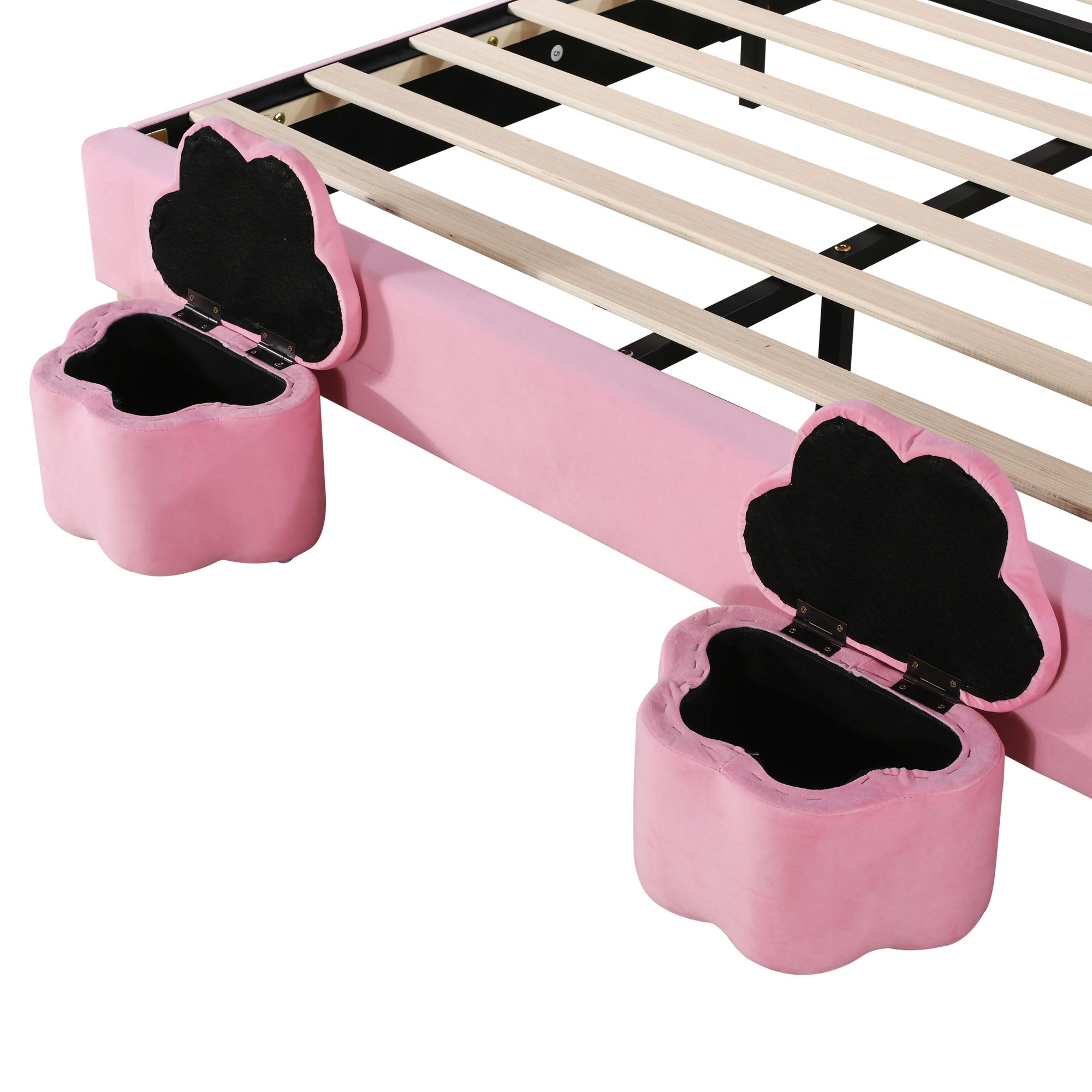 Logidon gestoffeerd bed 140x200 roze fluweel met opbergruimte en LED