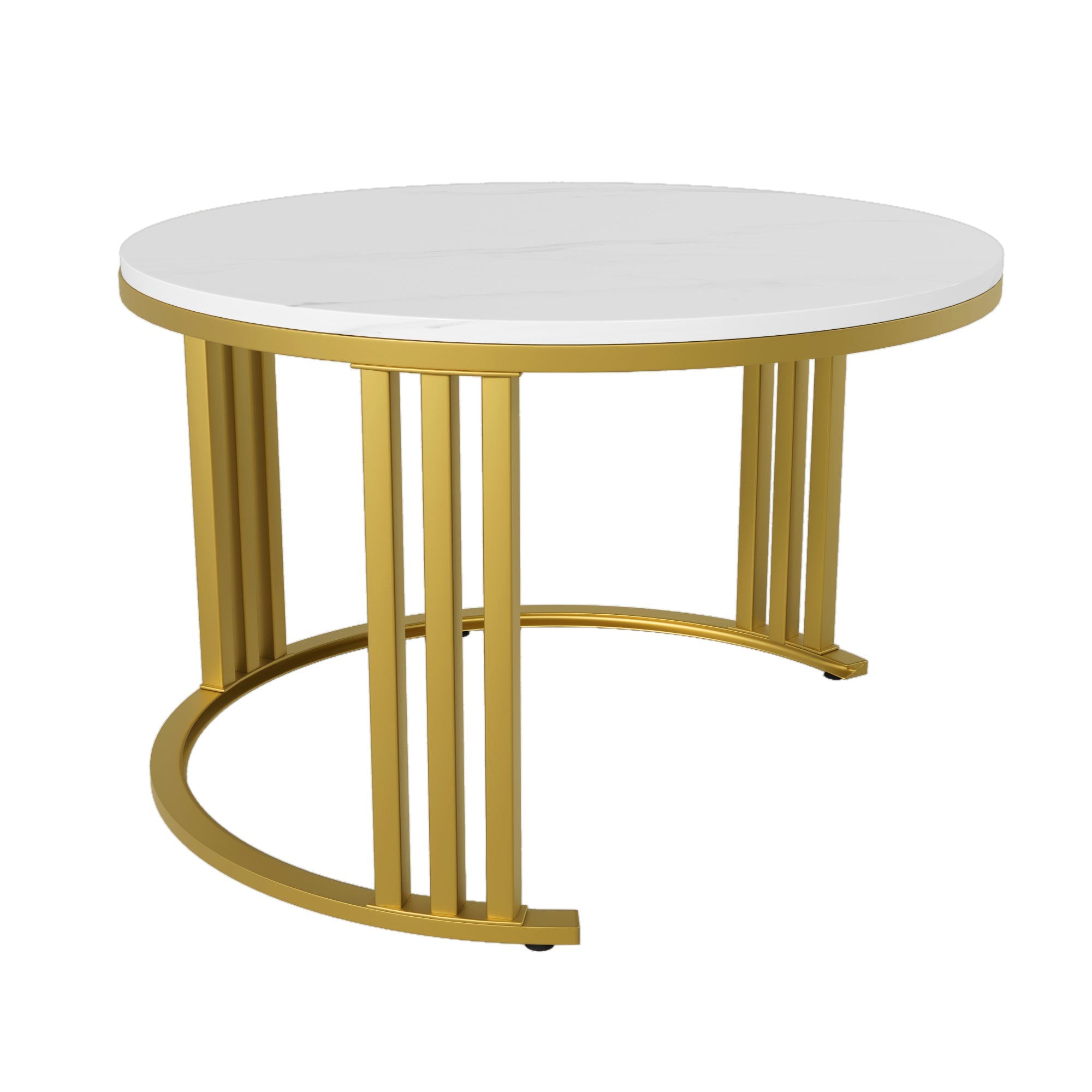 Logidon 2in1 Ronde MDF Salontafel Zwart Hoogglans Marmeren Blad 70x70
