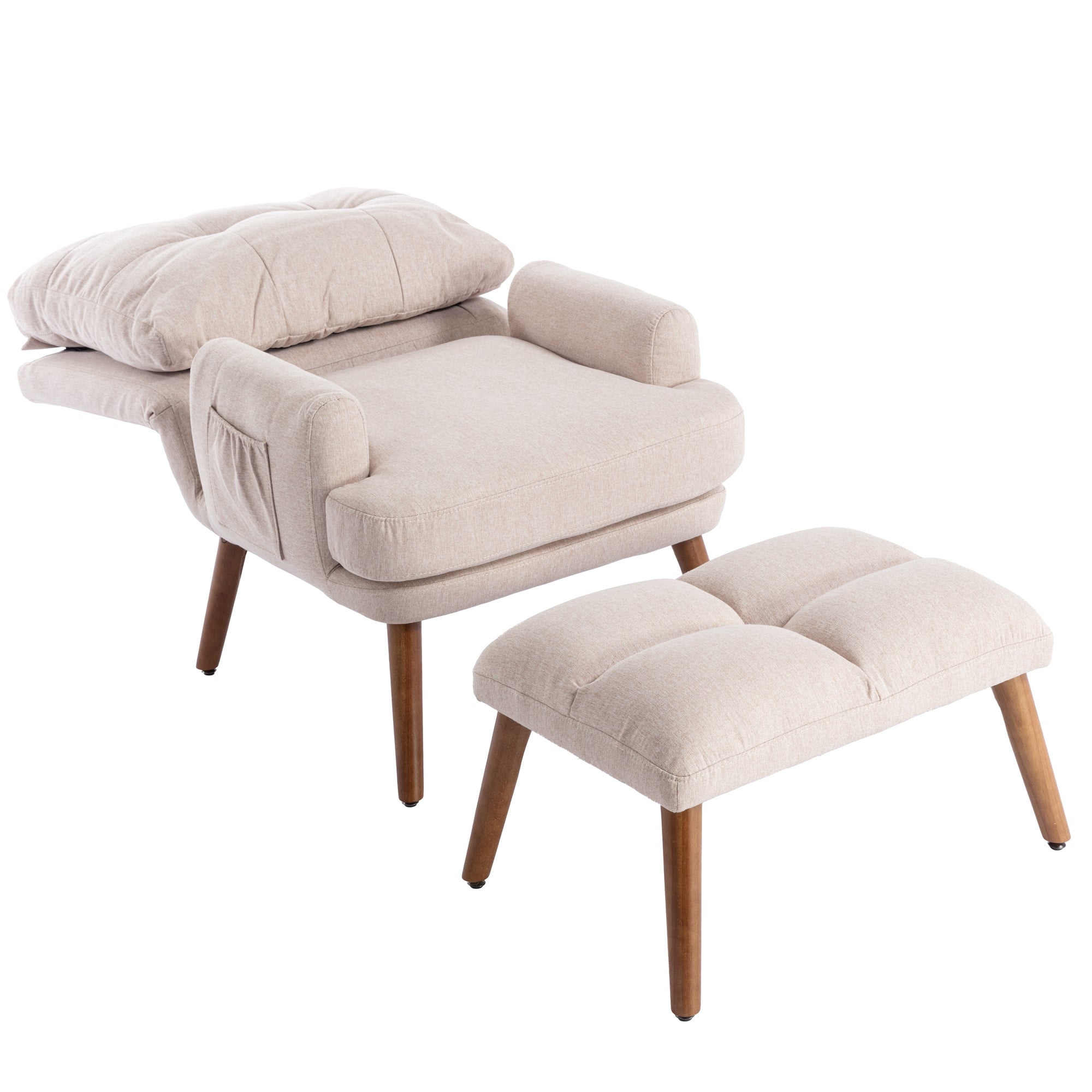 Logidon lounge chair beige with footrest and adjustable to 5 levels
