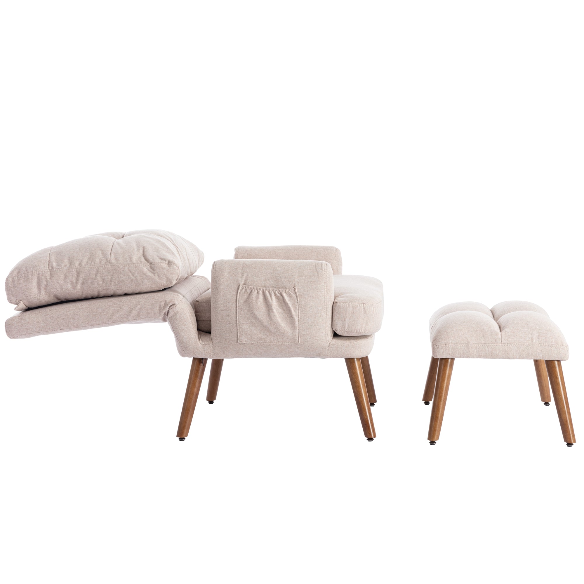 Logidon lounge chair beige with footrest and adjustable to 5 levels