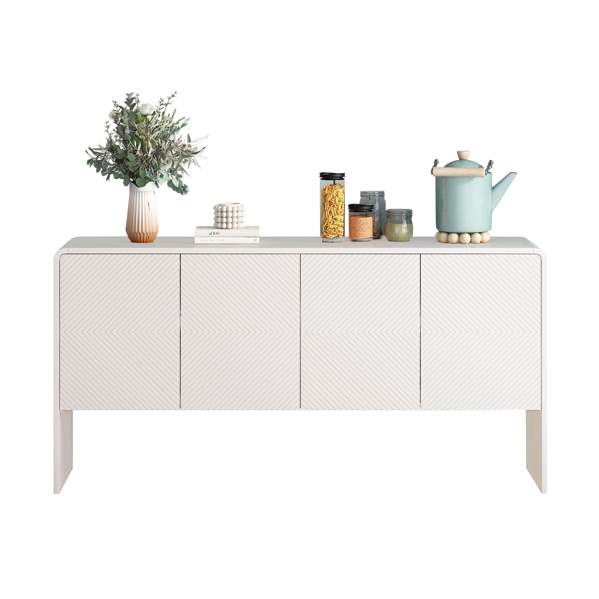 Logidon dressoir wit 152,5 x 40 x 76,5 cm met push-to-open, 4 deuren