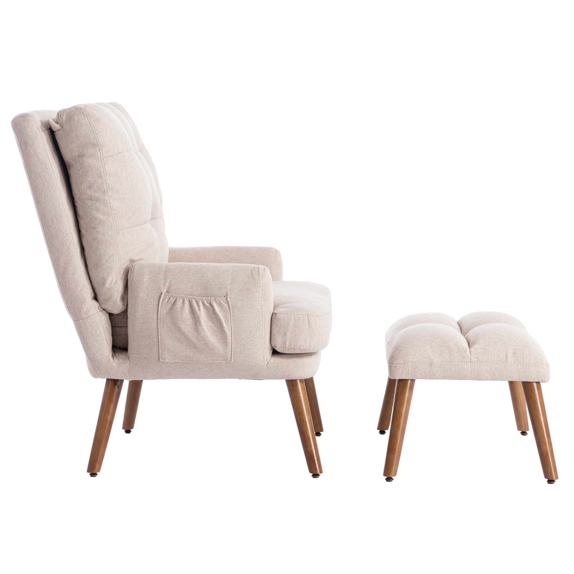 Logidon lounge chair beige with footrest and adjustable to 5 levels