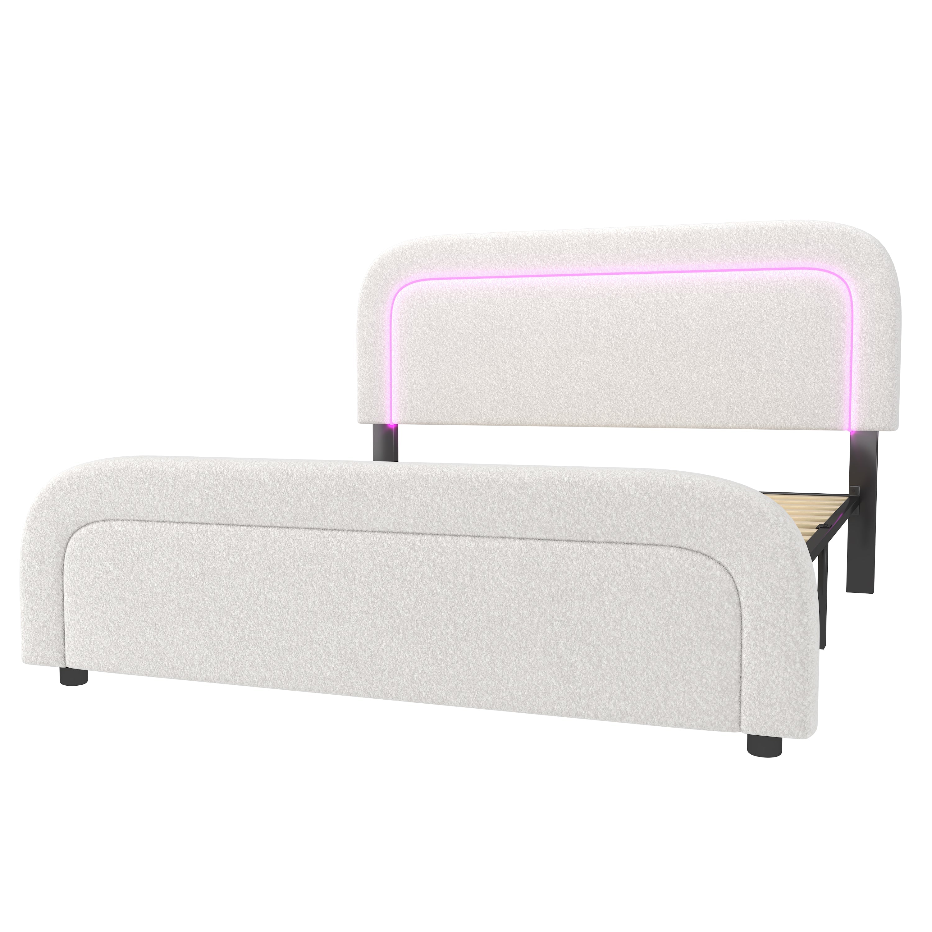 Logidon bed frame 160x200 cm with USB Type C charging function and LED white