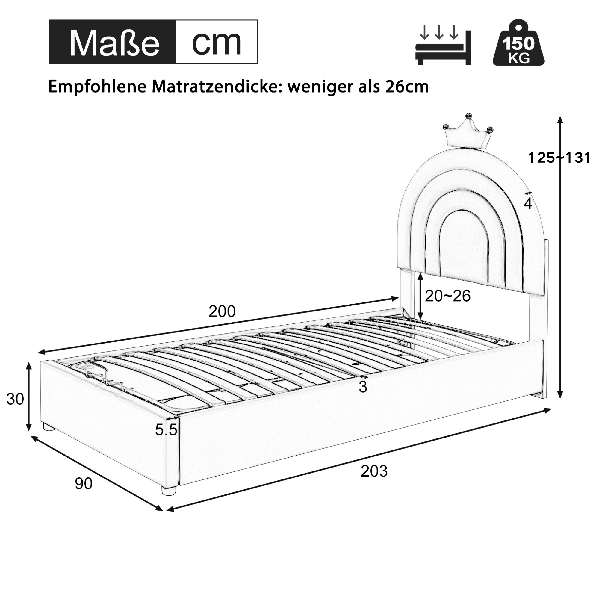 Logidon gestoffeerd bed 90x200 roze hydraulisch bed in hoogte verstelbaar