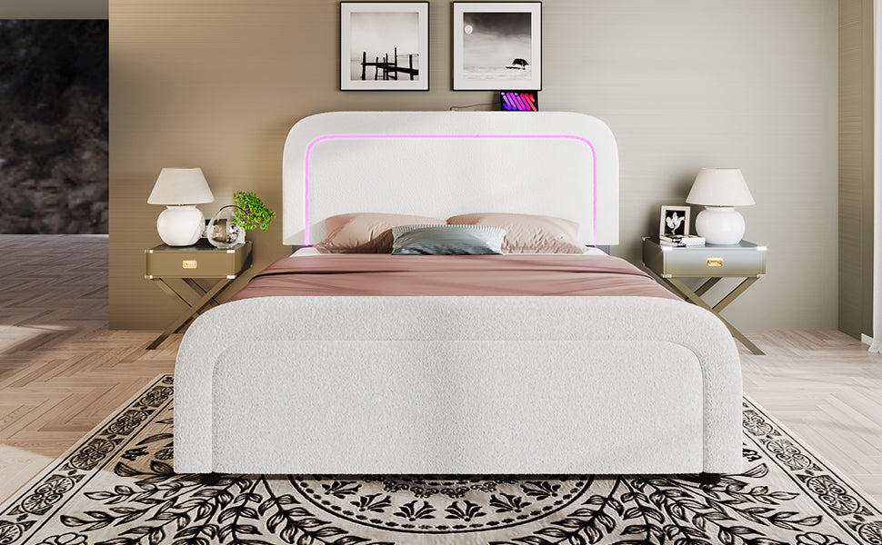 Logidon bedframe met USB Type C oplaadfunctie LED-verlichting 160x200