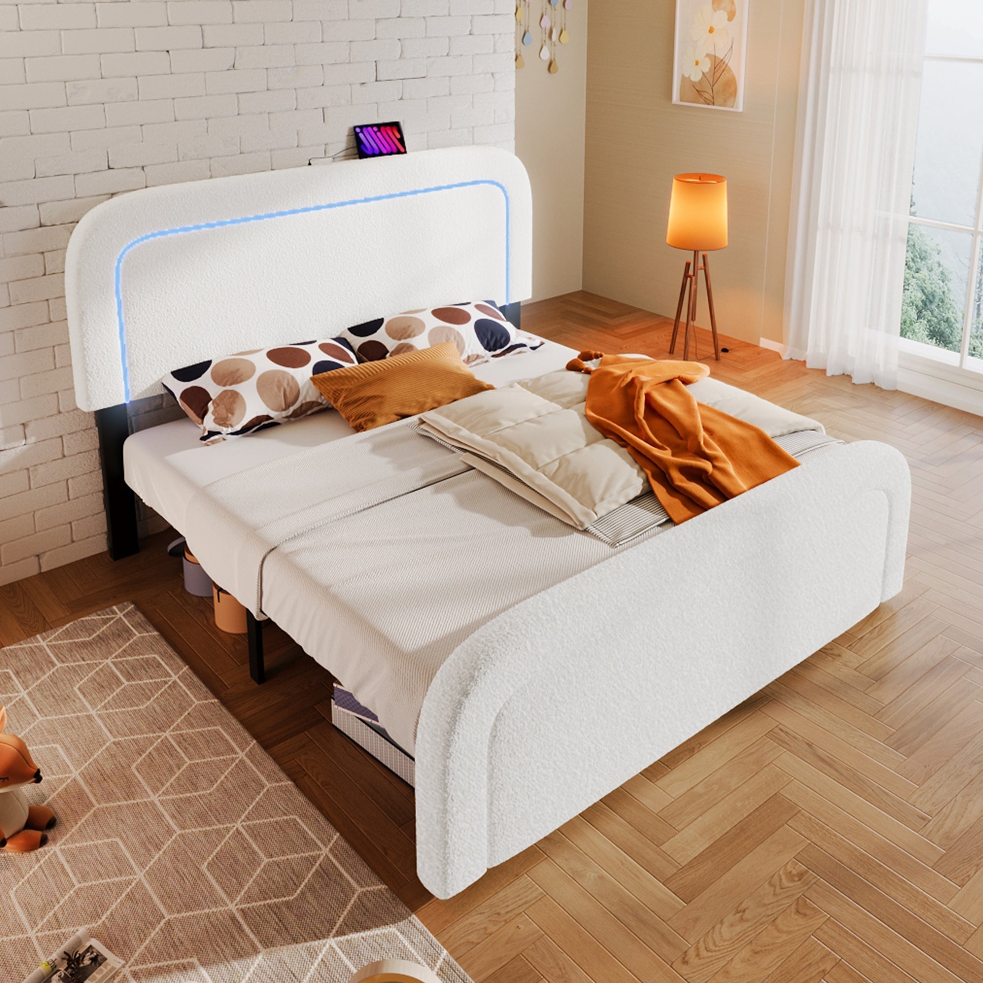 Logidon bedframe met USB Type C oplaadfunctie LED-verlichting 160x200