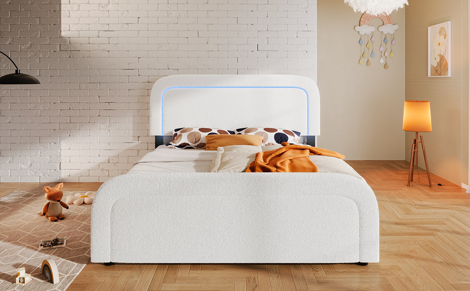 Logidon bed frame 160x200 cm with USB Type C charging function and LED white
