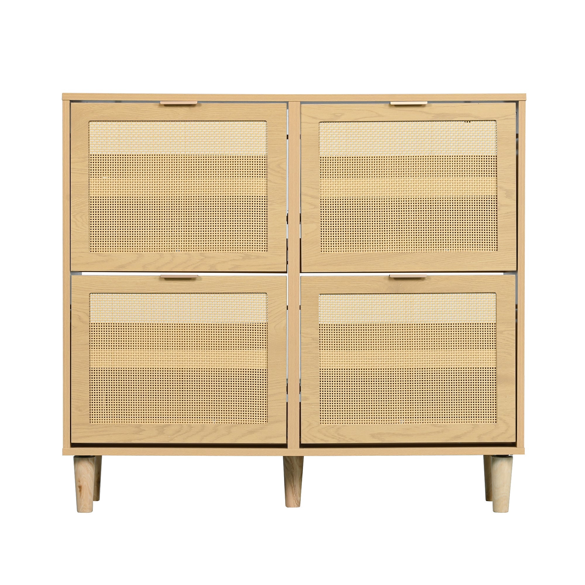 Logidon Shoe Cabinet Four Folding Drawers Rattan Light Oak 100x25x90