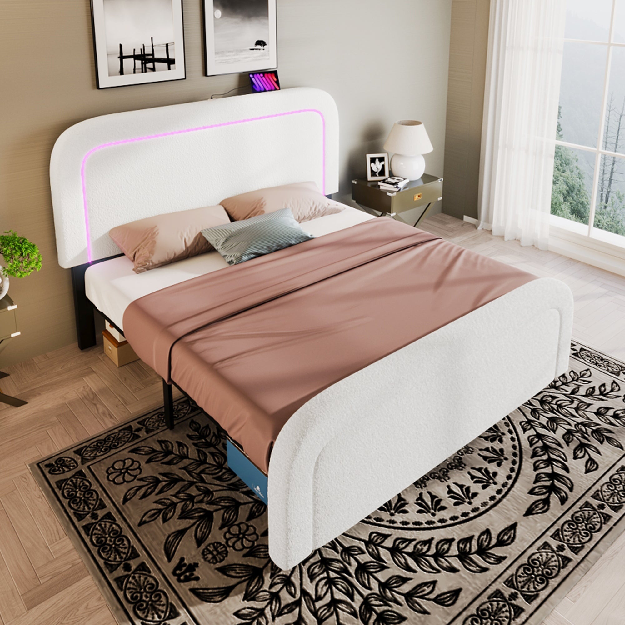 Logidon bedframe met USB Type C oplaadfunctie LED-verlichting 160x200