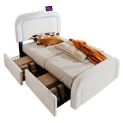 Logidon bedframe 90x200 met USB Type C oplaadfunctie wit
