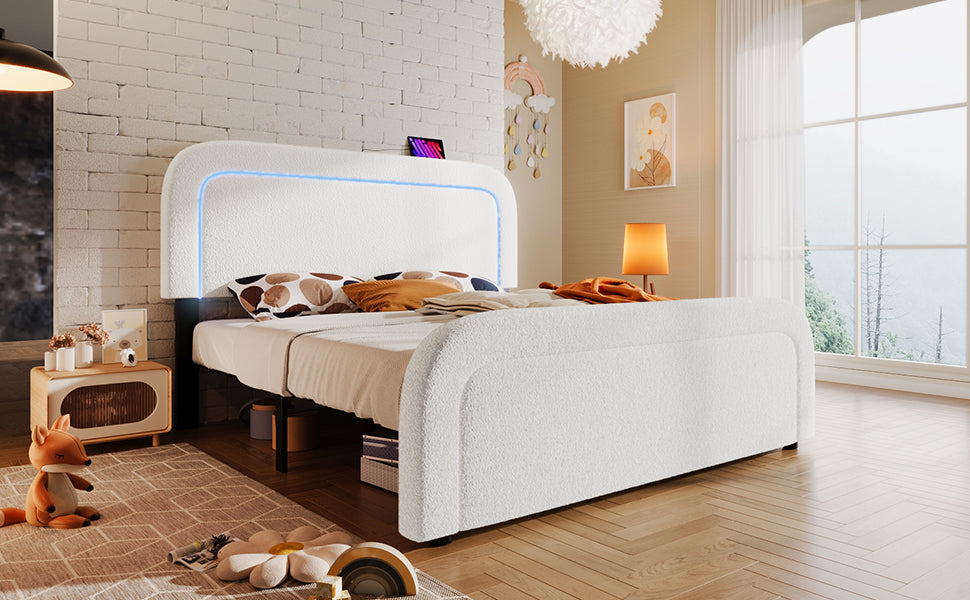 Logidon bedframe met USB Type C oplaadfunctie LED-verlichting 160x200
