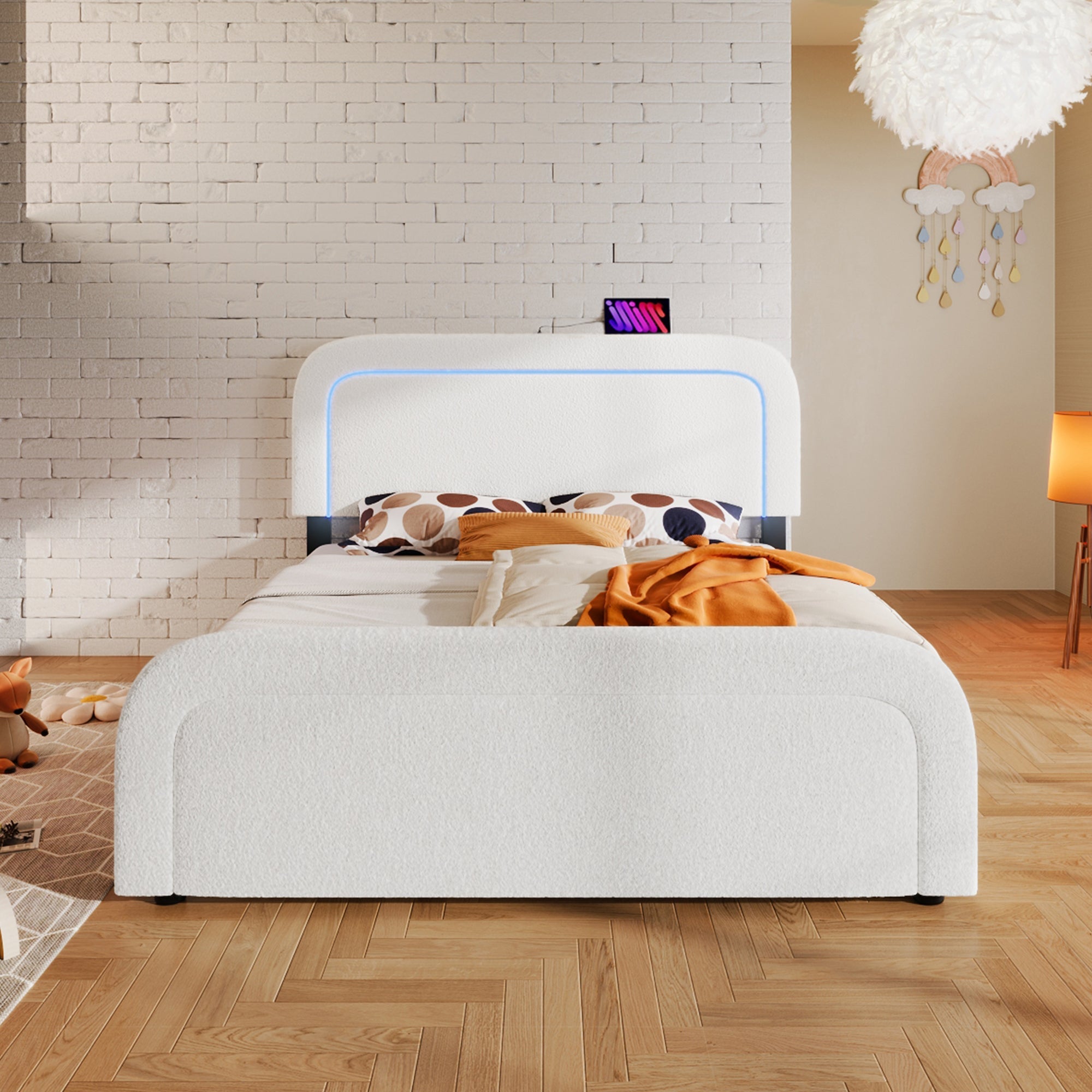 Logidon bedframe met USB Type C oplaadfunctie LED-verlichting 160x200