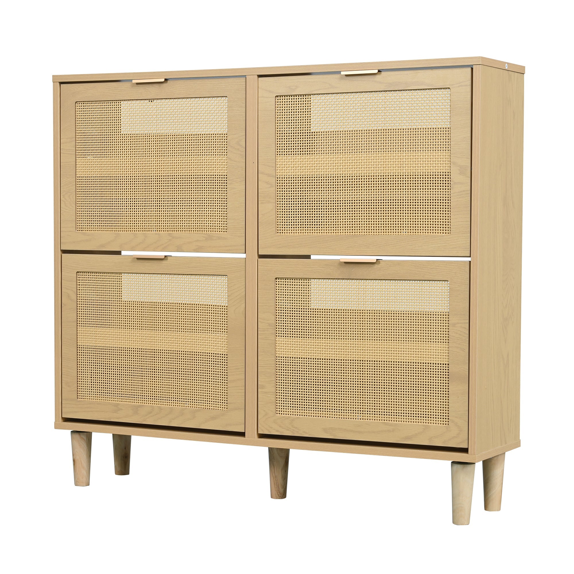Logidon Schoenenkast Vier Vouwlades Rotan Licht Eiken 100x25x90