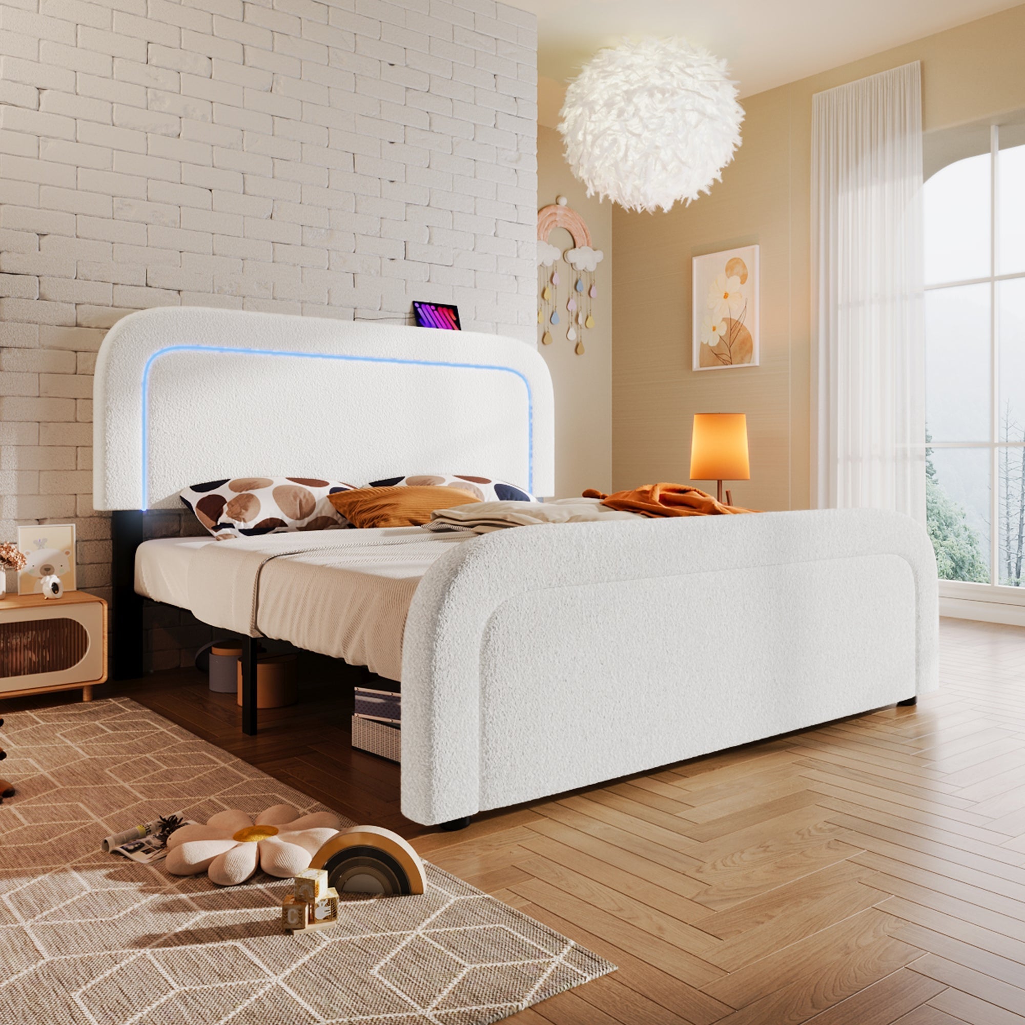 Logidon bedframe met USB Type C oplaadfunctie LED-verlichting 160x200