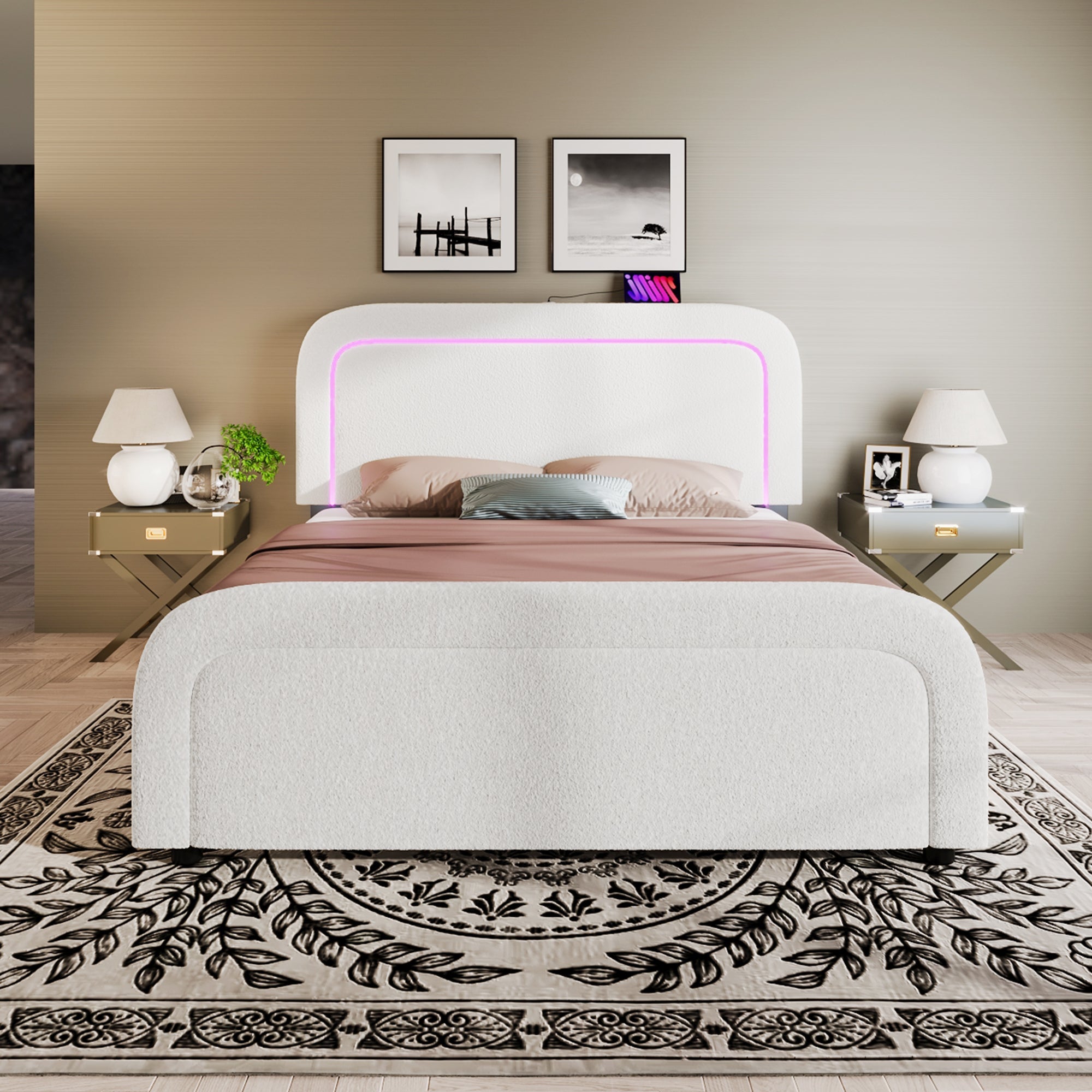 Logidon bedframe met USB Type C oplaadfunctie LED-verlichting 160x200