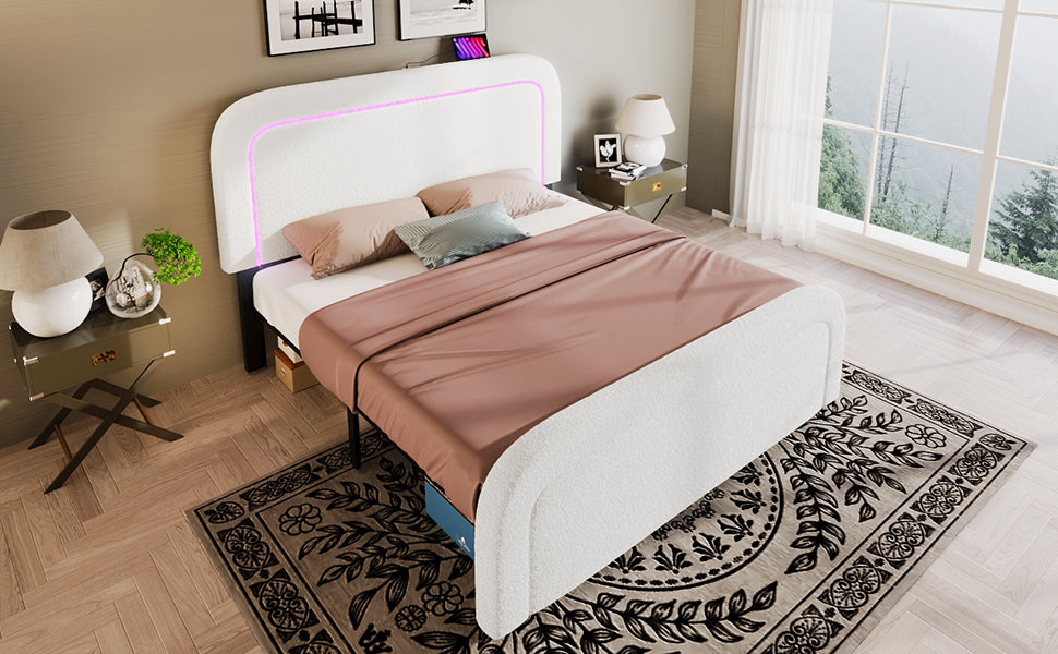 Logidon bedframe met USB Type C oplaadfunctie LED-verlichting 160x200