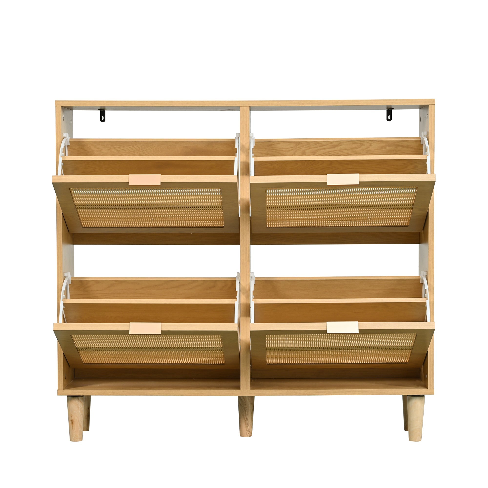 Logidon Shoe Cabinet Four Folding Drawers Rattan Light Oak 100x25x90