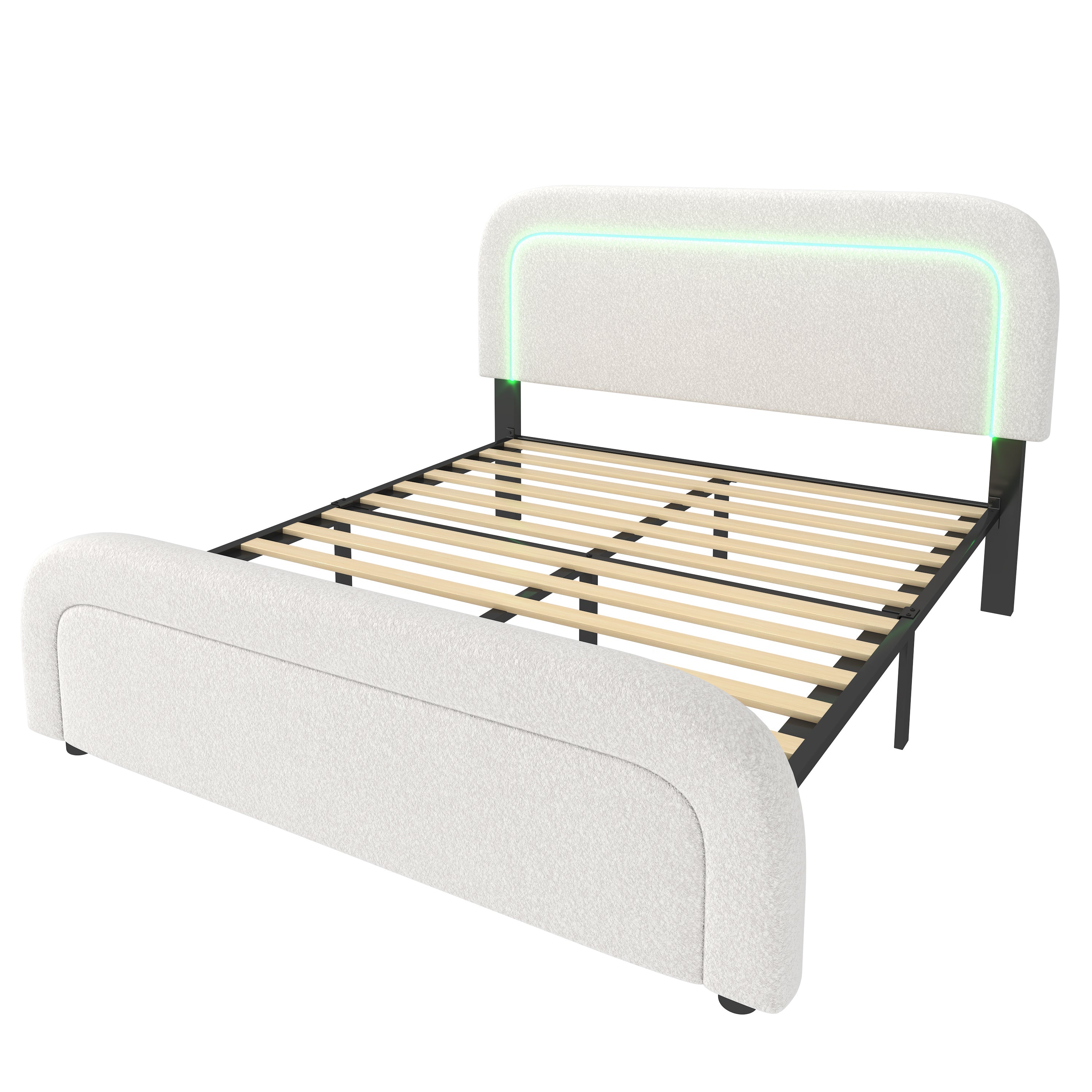 Logidon bedframe met USB Type C oplaadfunctie LED-verlichting 160x200