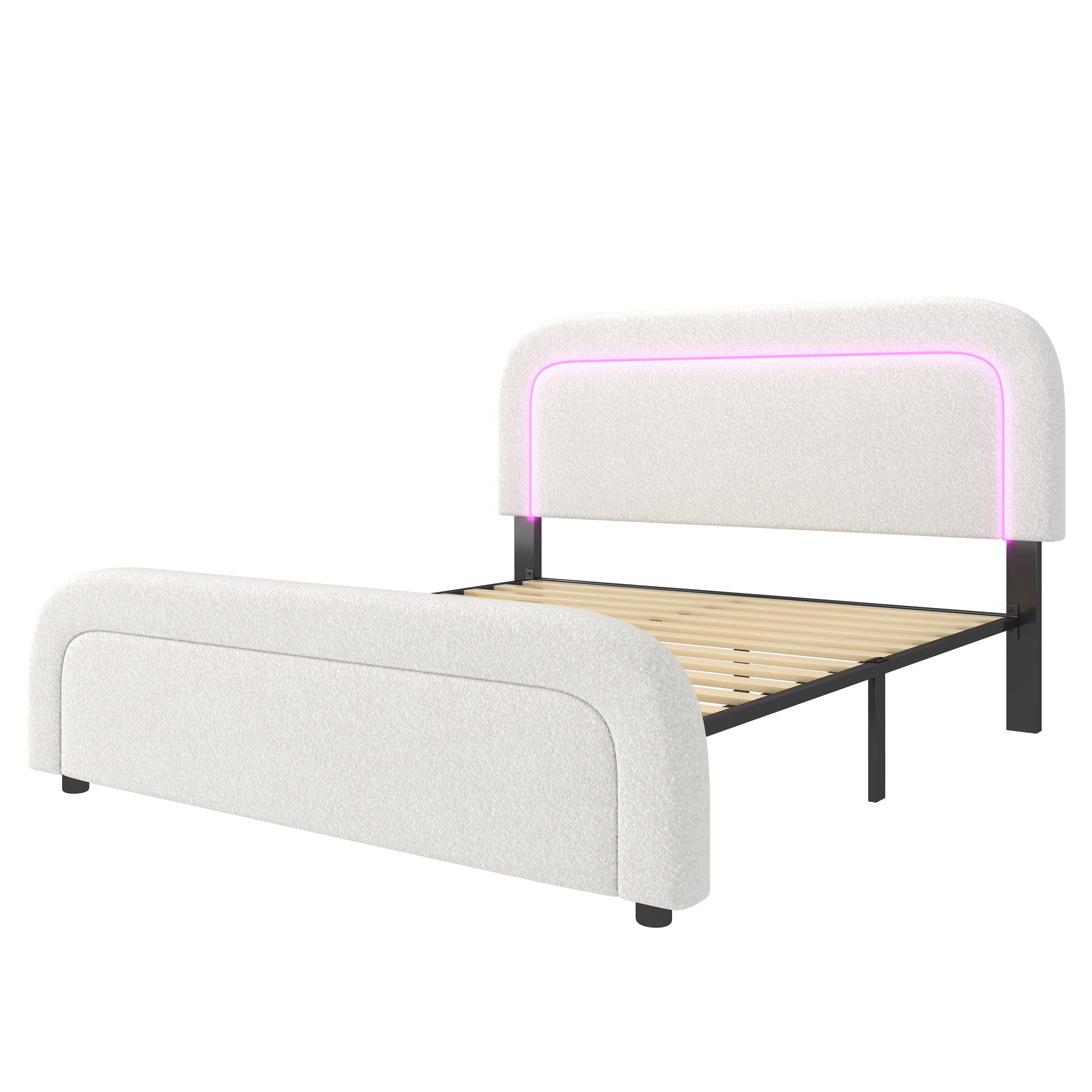 Logidon bed frame 160x200 cm with USB Type C charging function and LED white