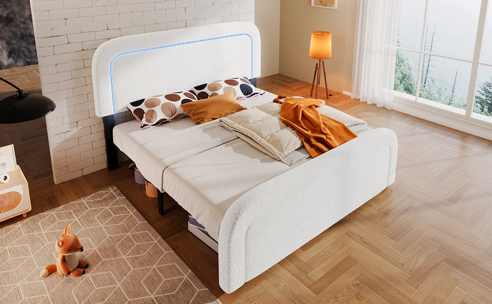 Logidon bed frame 160x200 cm with USB Type C charging function and LED white