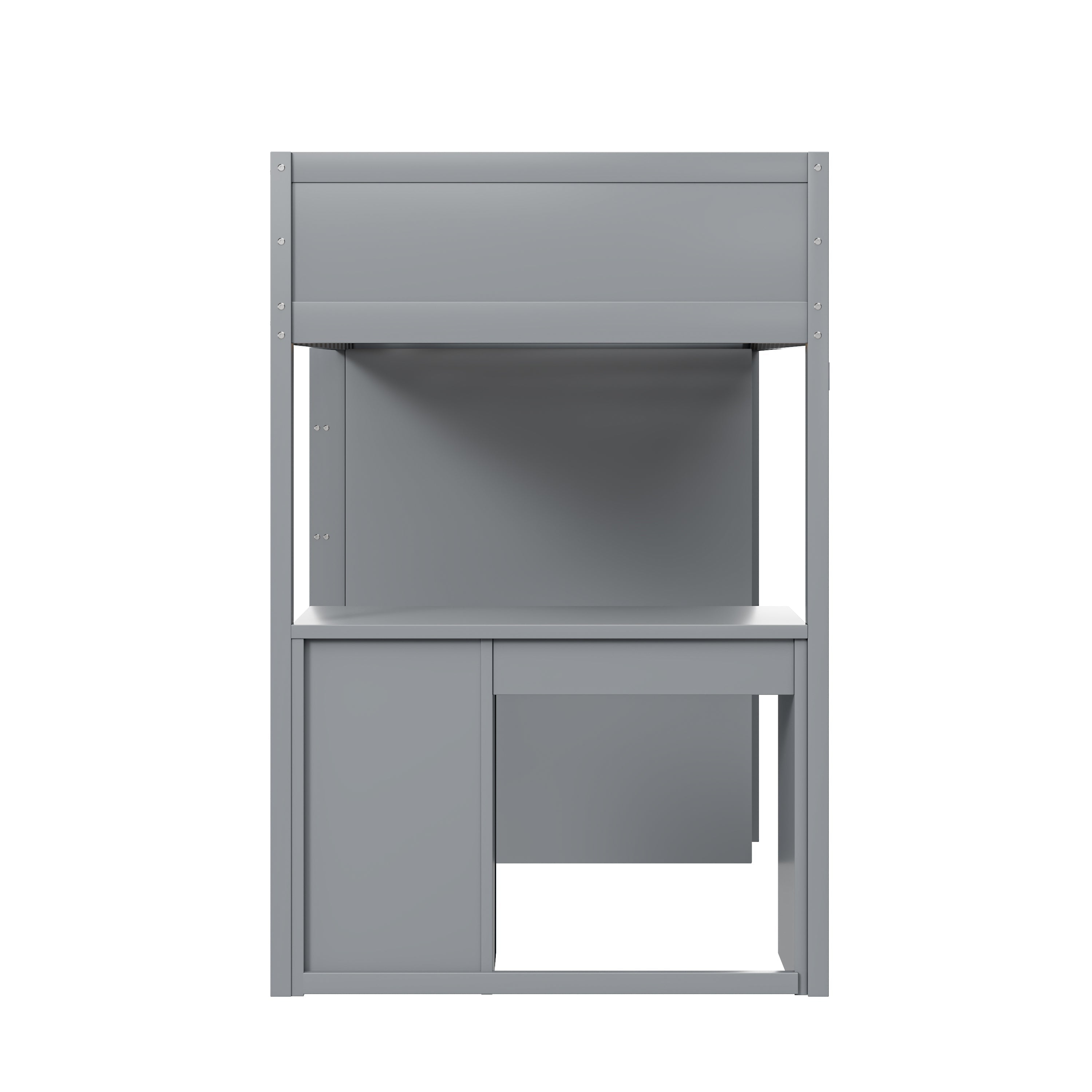 Logidon loft bed 90x200 cm gray wood with storage and desk