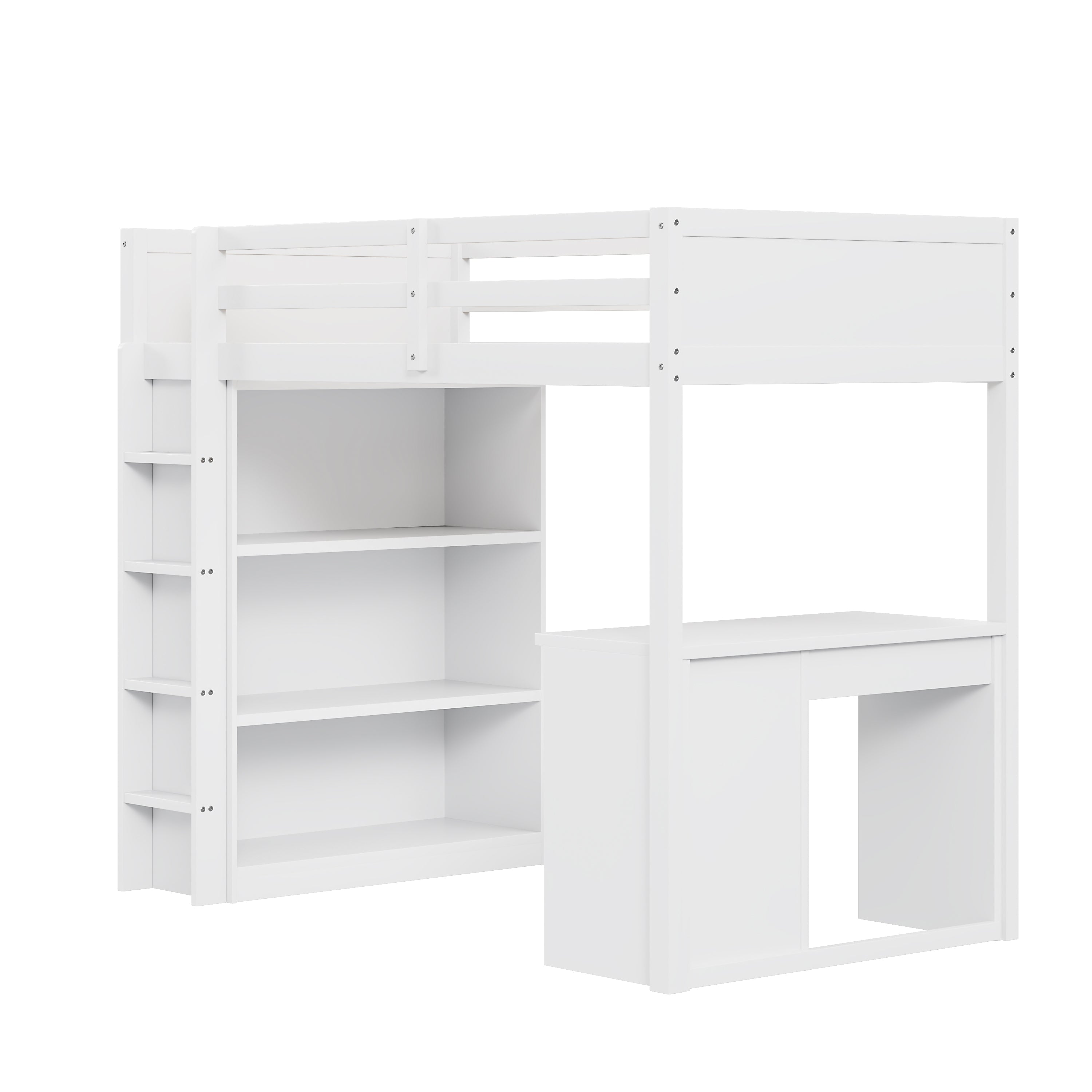 Logidon hoogslaper 90x200 cm met opbergkasten en computertafel wit