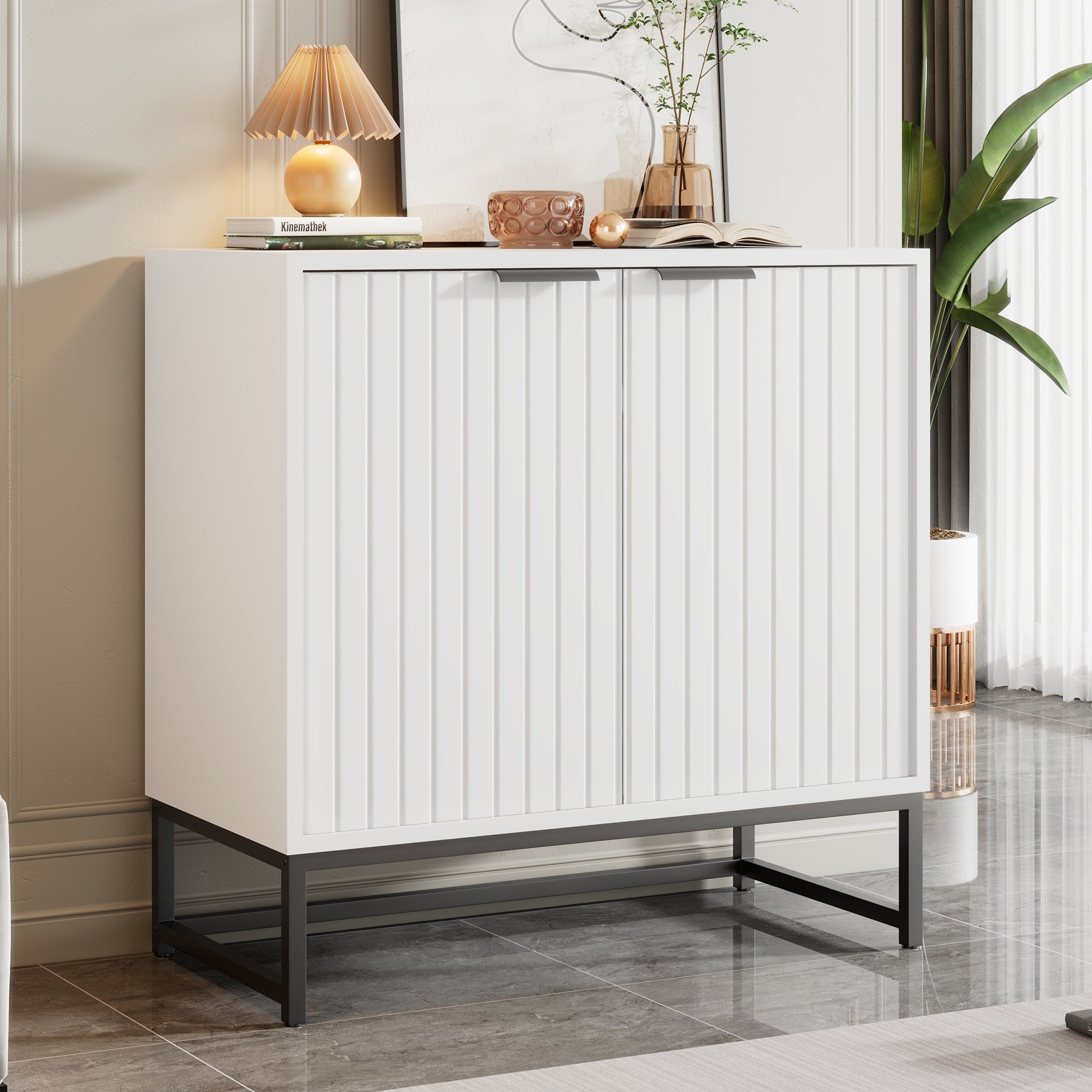 Logidon Modern Dressoir Wit B80 D40 H80 Cm 2 Deurs
