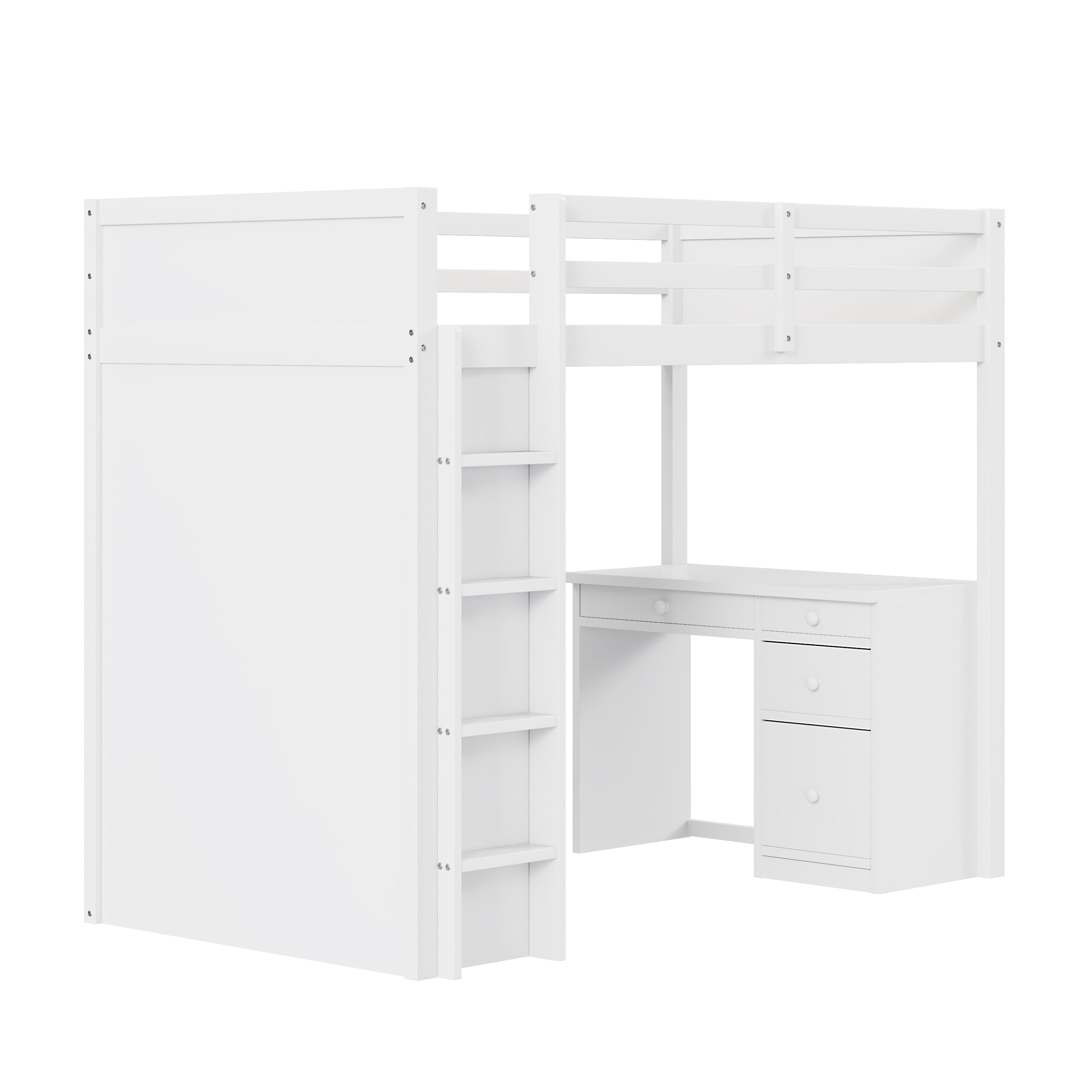 Logidon hoogslaper 90x200 cm met opbergkasten en computertafel wit