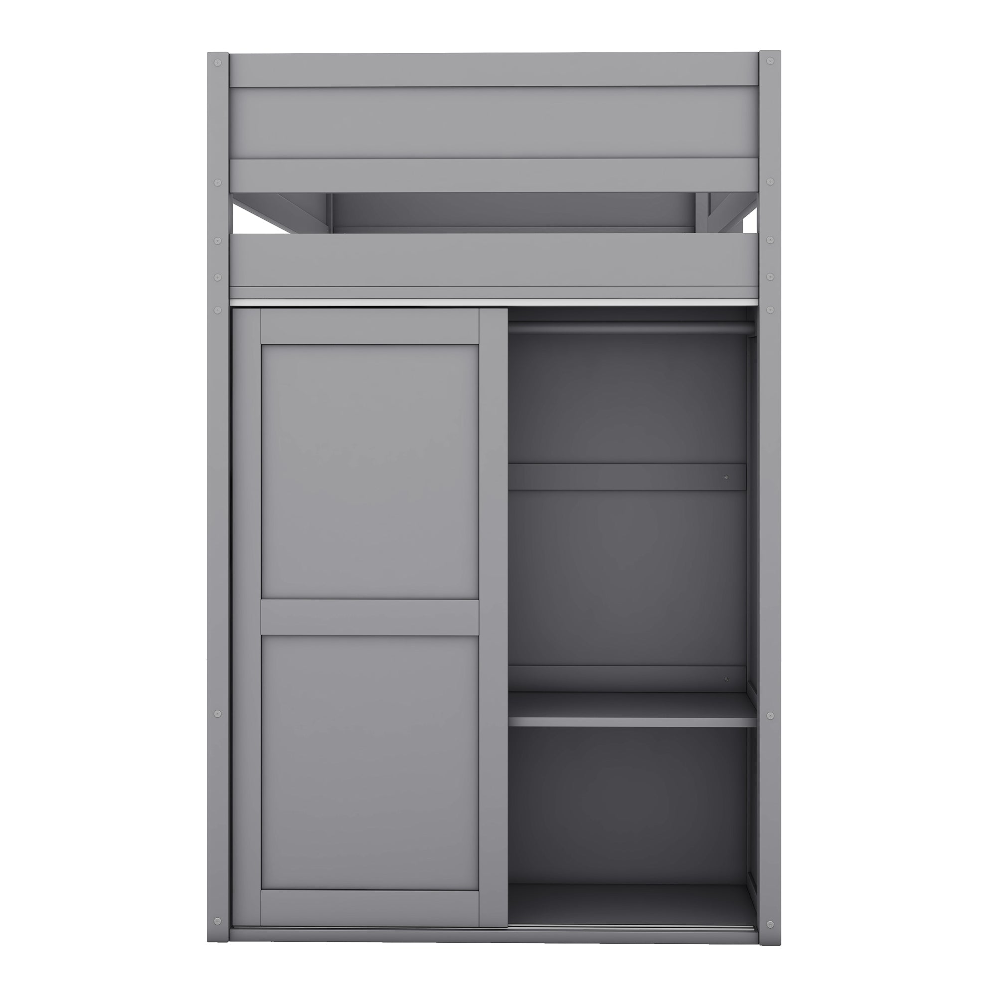 Logidon hoogslaper 90x200 grijs met kledingkast en bureau
