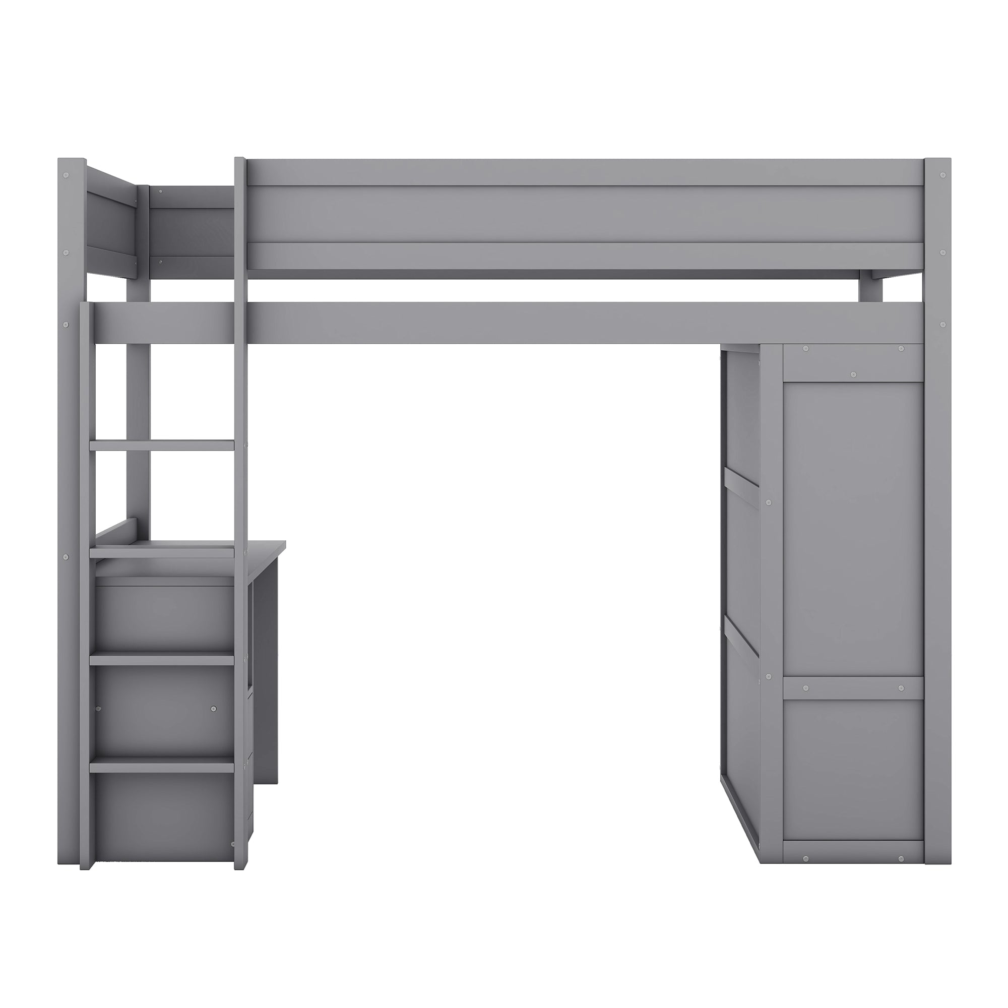 Logidon hoogslaper 90x200 grijs met kledingkast en bureau