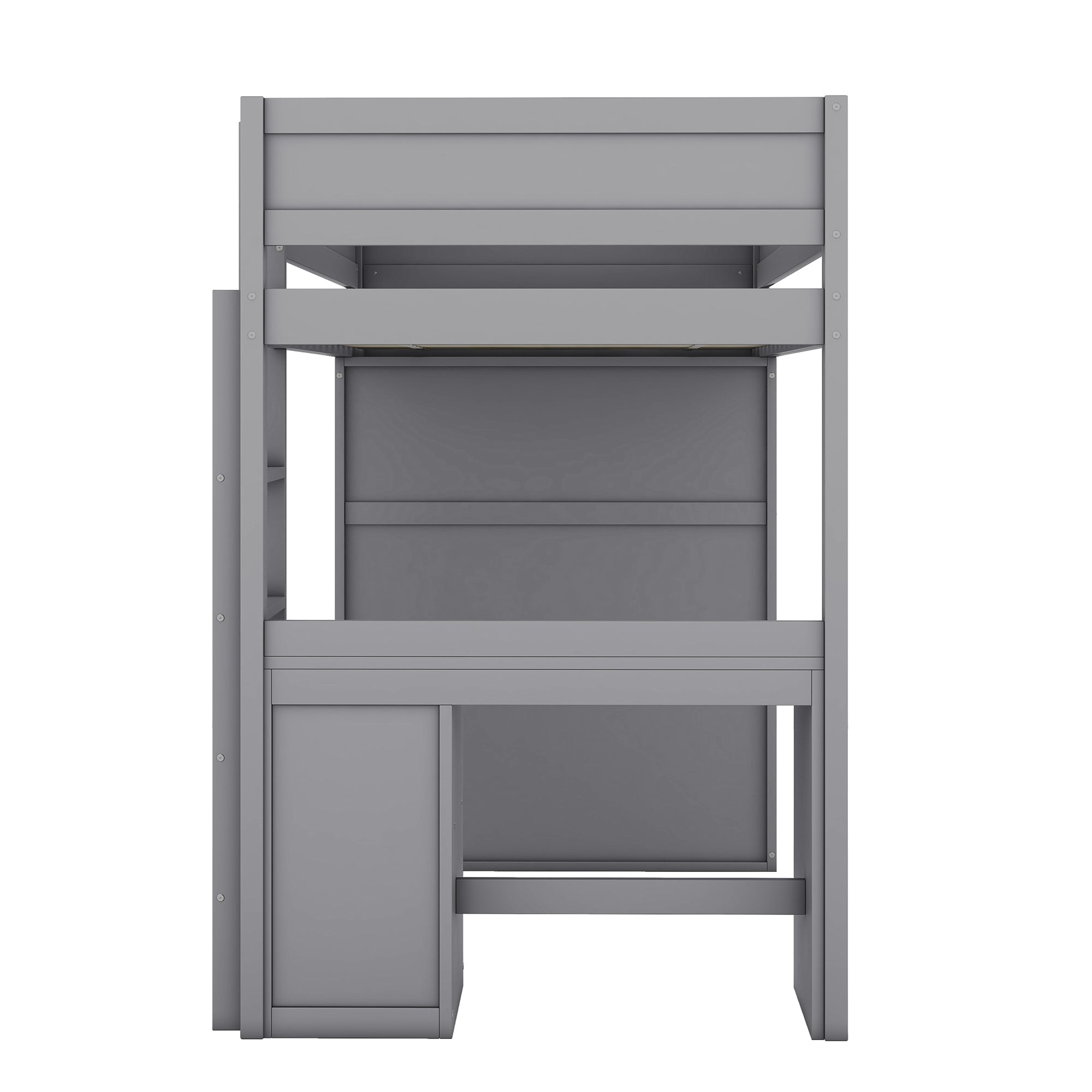 Logidon hoogslaper 90x200 grijs met kledingkast en bureau